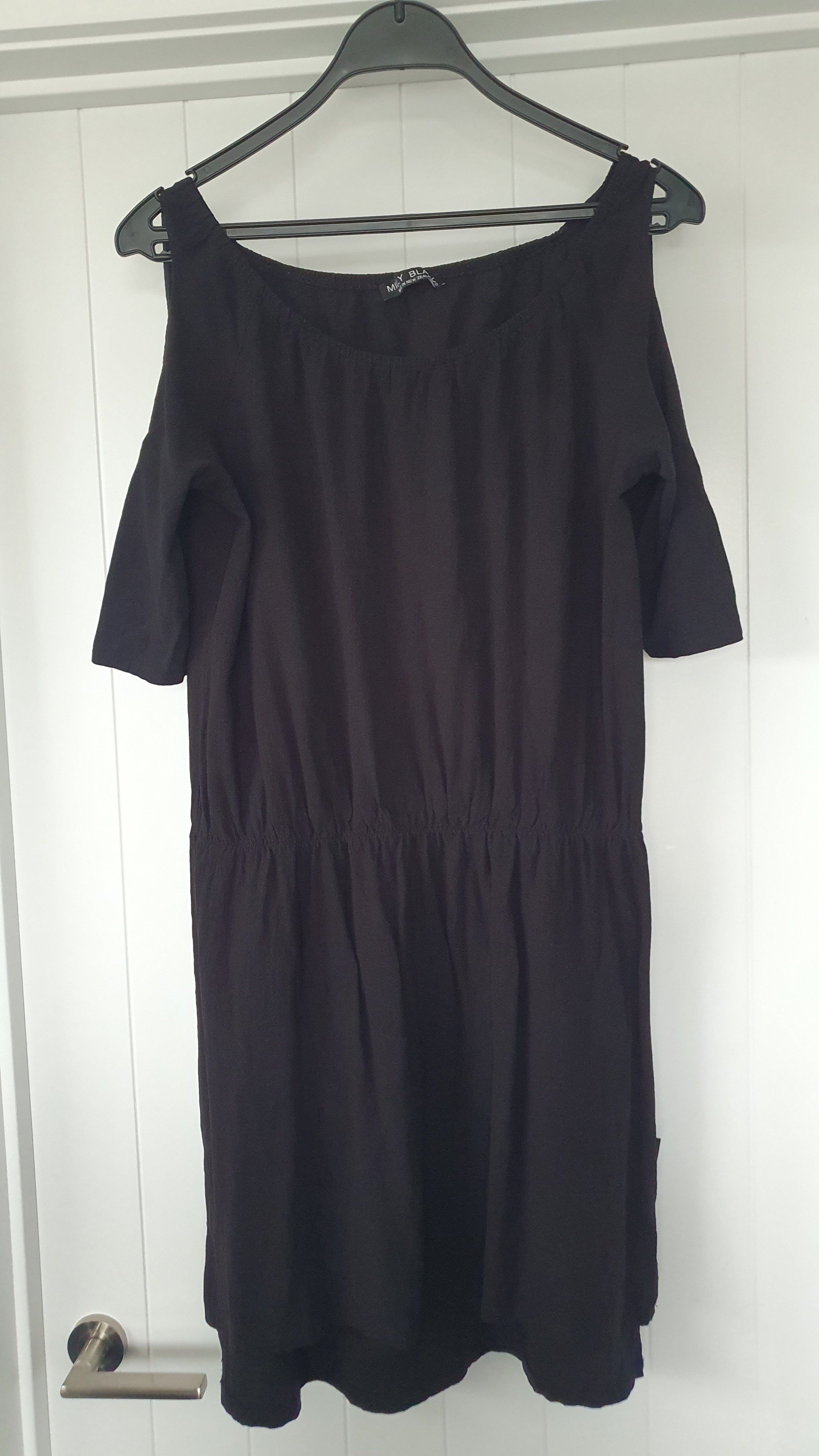 Milly Black Dress Size 10 NZ Made Draped Midi Minimalist