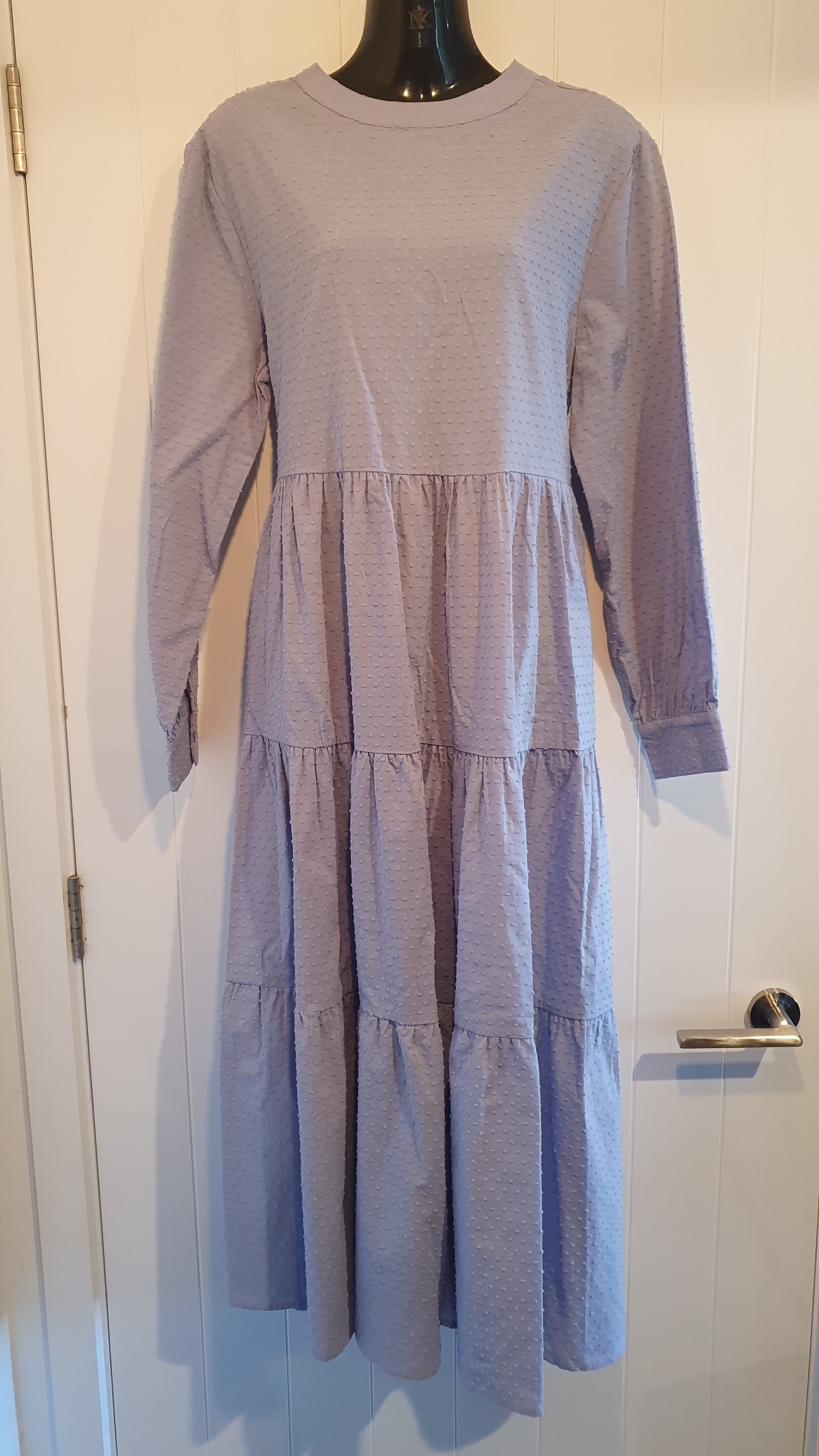 Thing Thing Dress Blue Size 10 As NWT Tiered Long Sleeve Pockets