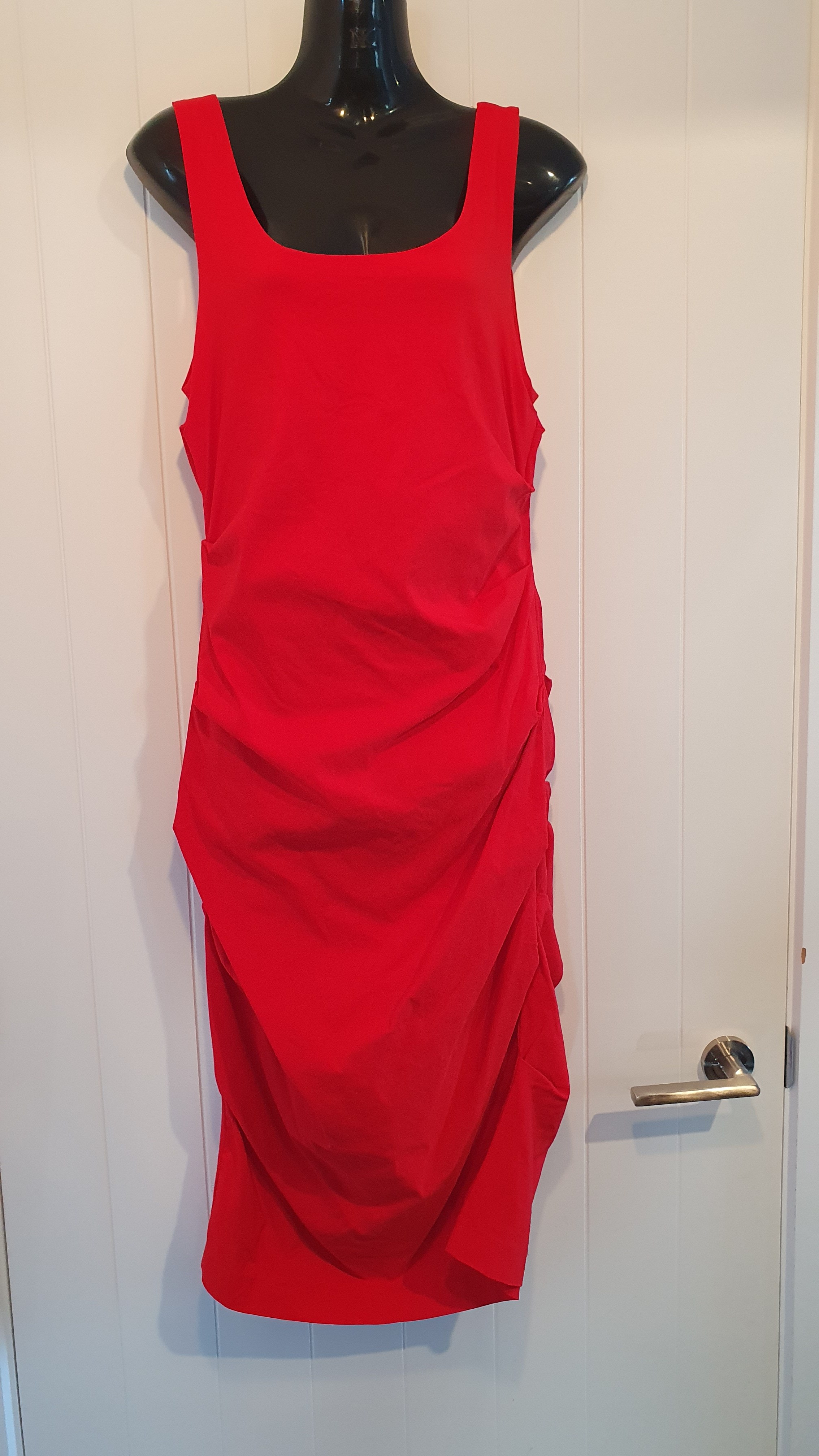 Apricot Ruched Dress Red Size 14