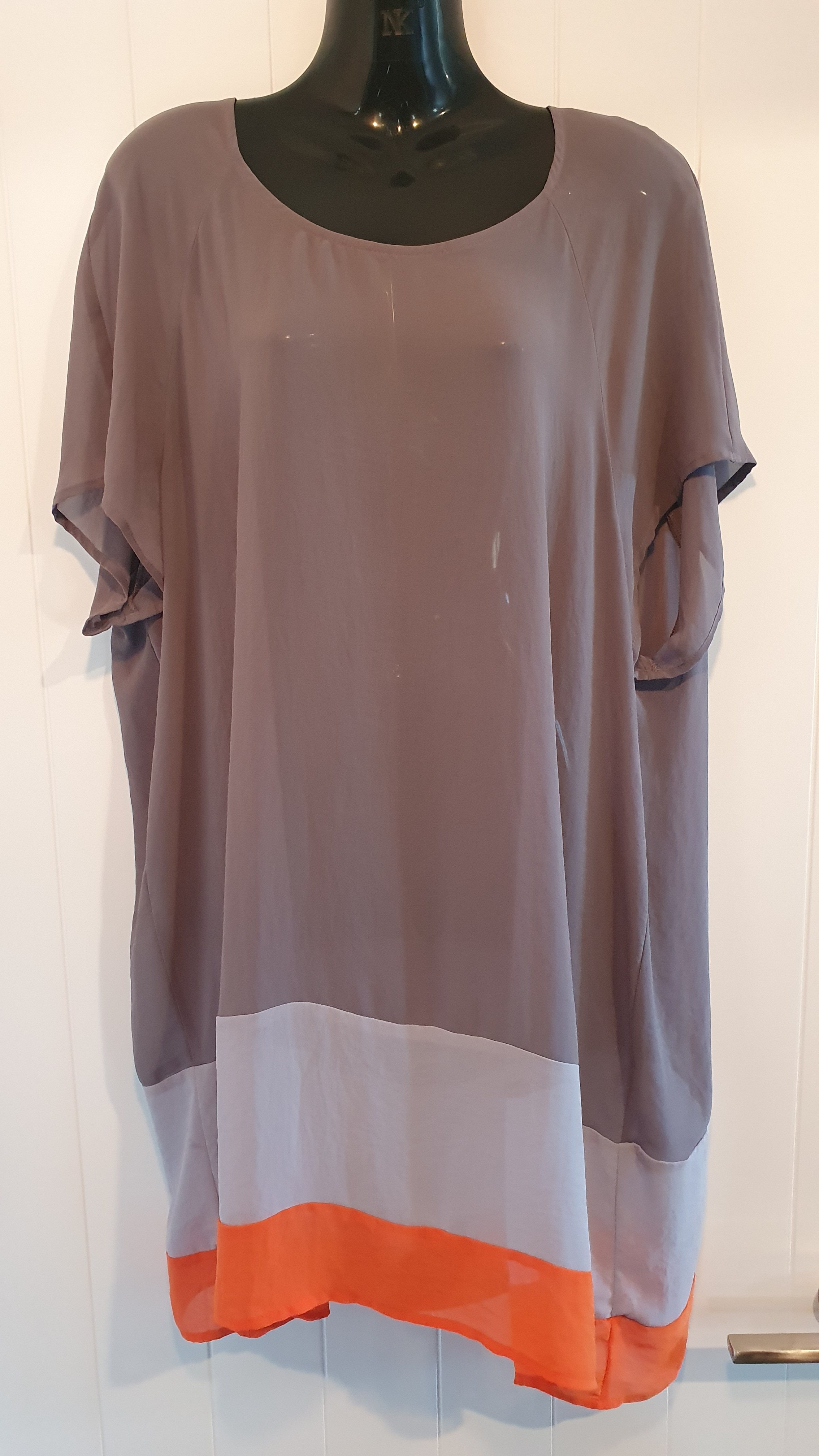 Ricochet Colour Block Dress Grey Orange Size 14 Loose Fit