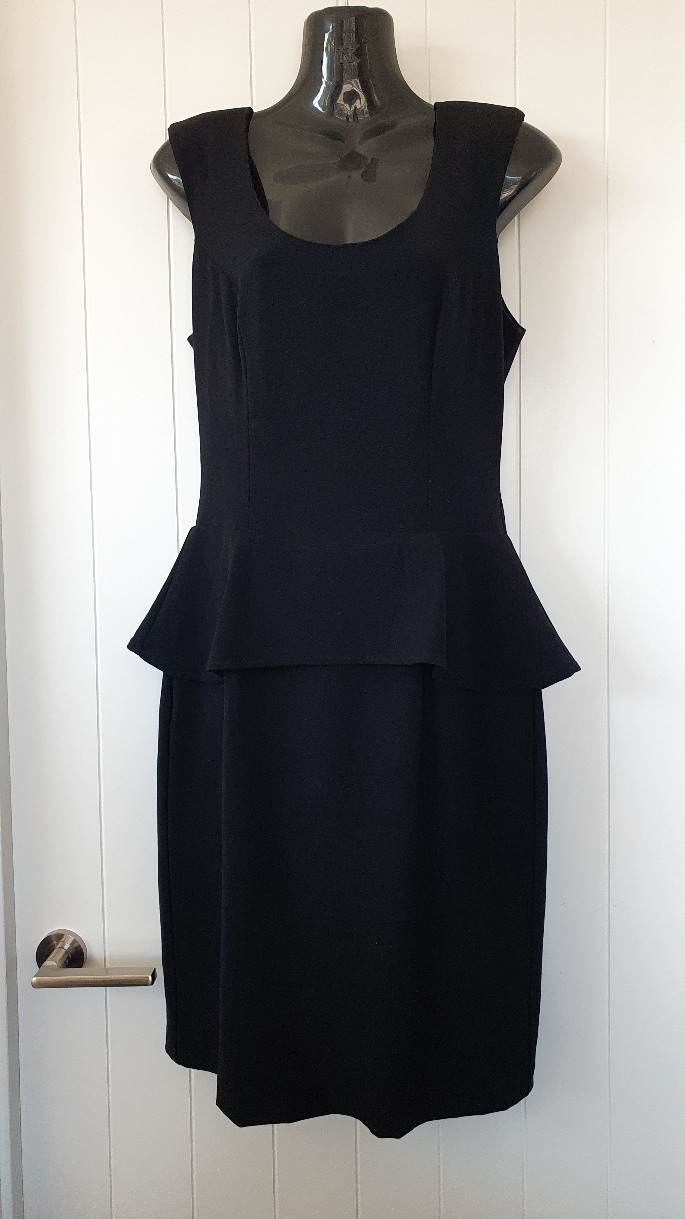 Staxs Dress Black Peplum Fitted Knee Length Size 10
