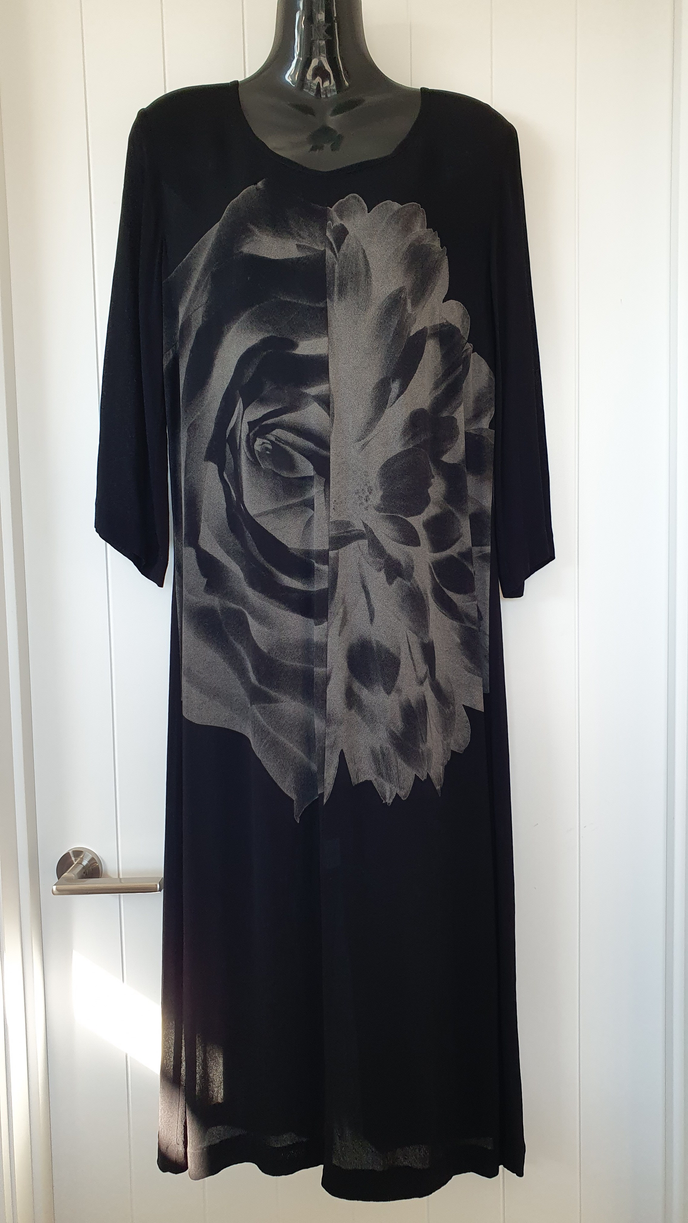 Charmaine Reveley Black Maxi Dress Size 8 NZ Made – Sheer Overlay