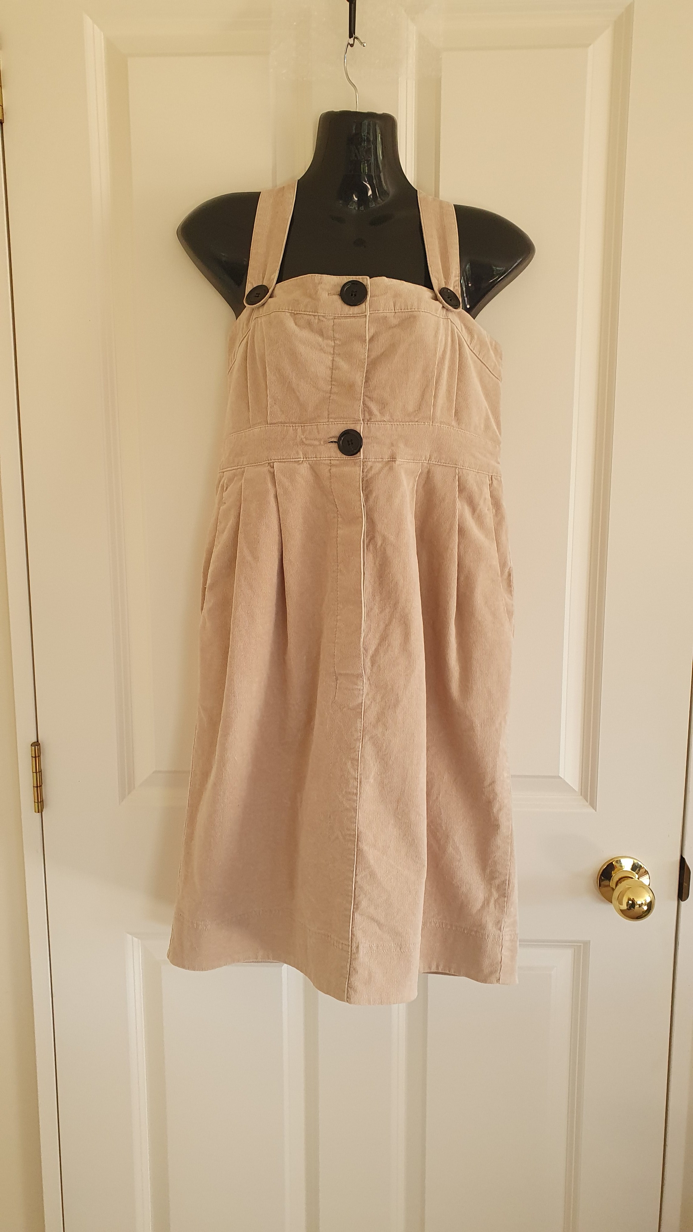 Country Road Corduroy Pinafore Dress Beige Size 10 Cotton