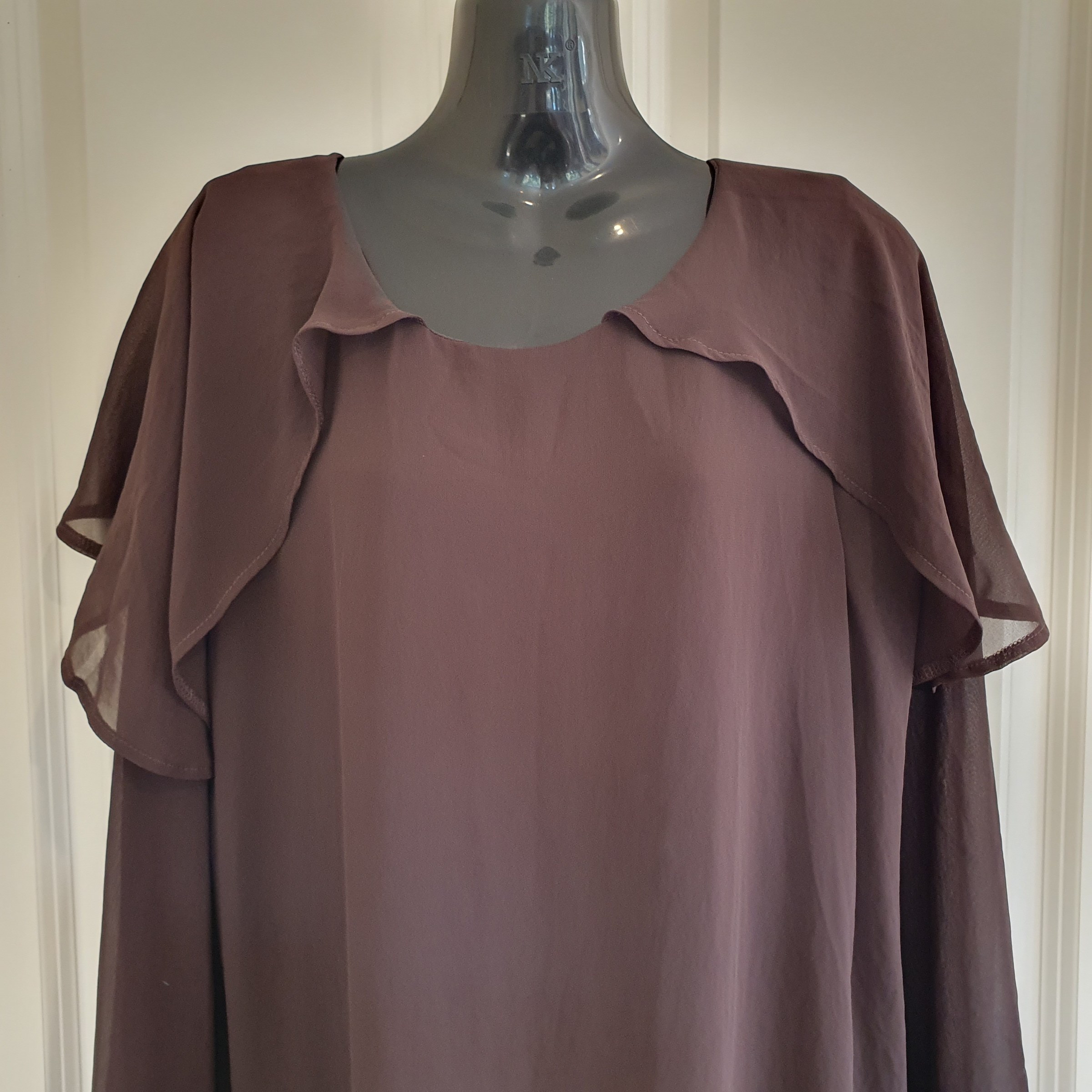 Ivy Blu NZ Made Chocolate Brown Chiffon Overlay Dress Size 12