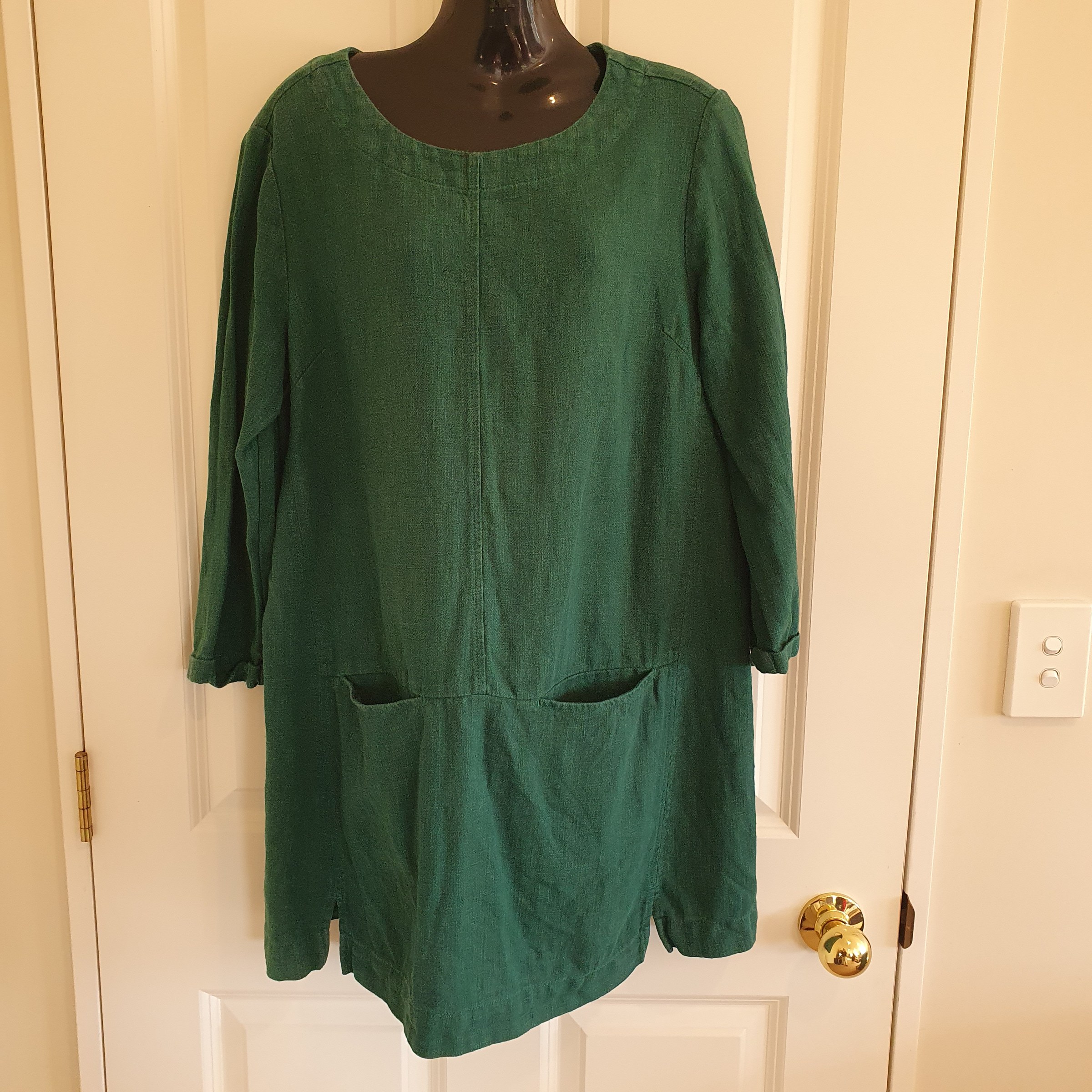 Seasalt Cornwall St Agnes Clay Tunic Dress Green Pockets UK 12