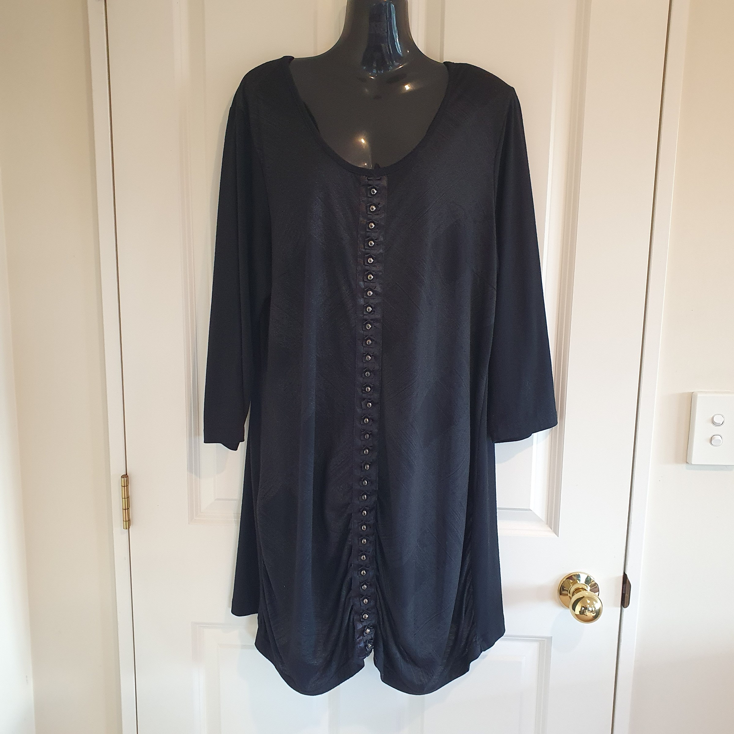 Clarity Black Stud Detail Dress Size 16 Australian Designer