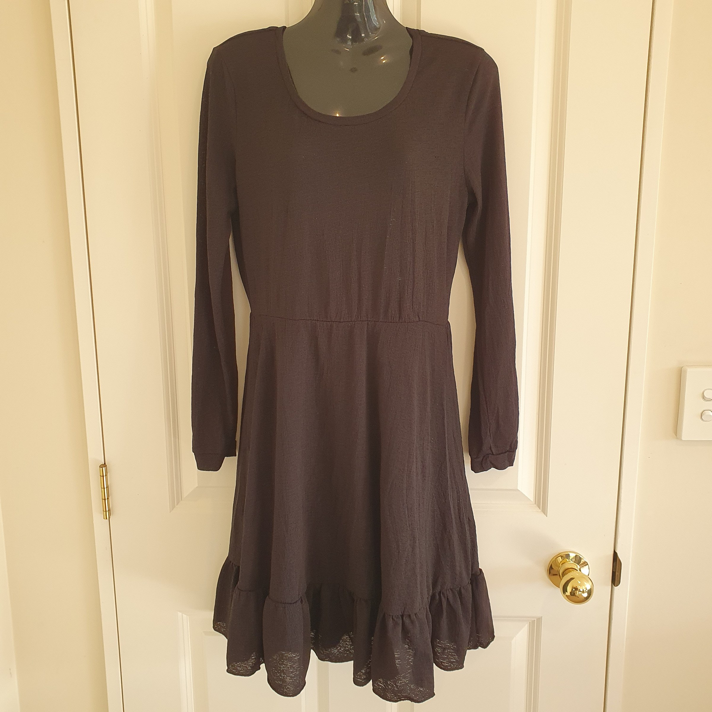 Boo Radley Brown Ruffle Hem Dress Size XS Australian Designer