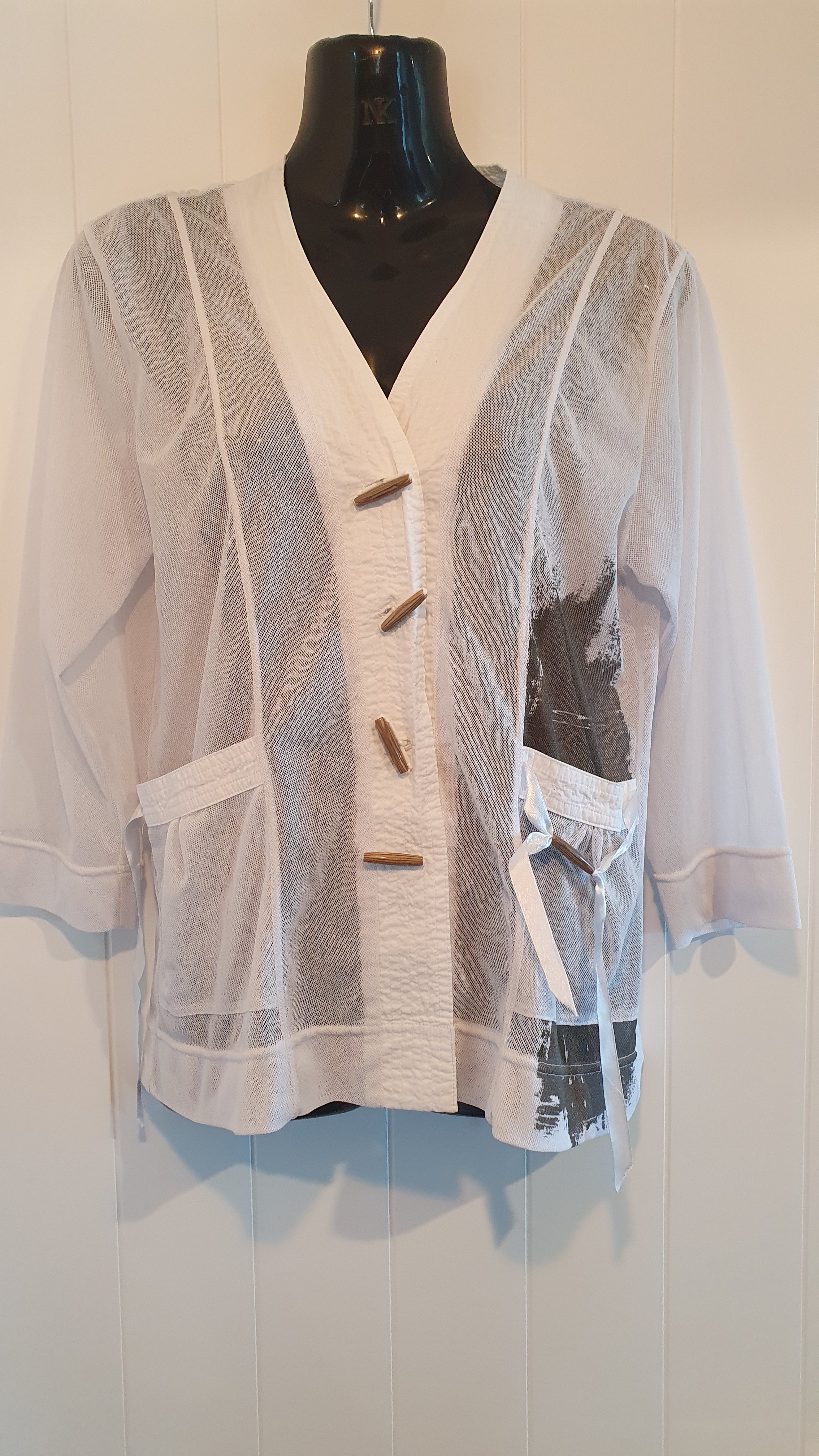 Cordella Collection Sheer Cardigan Jacket White Size 10