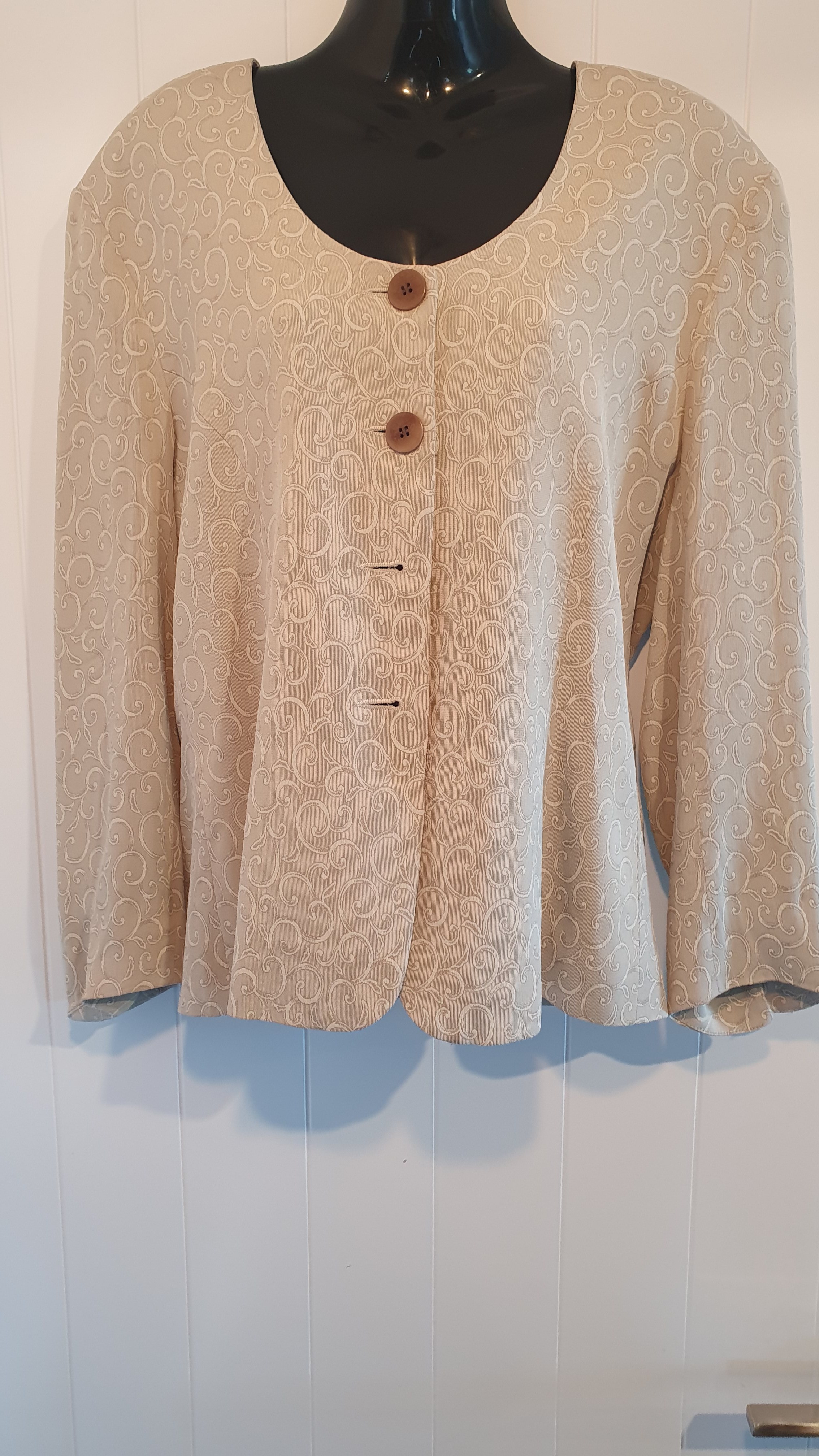 Ashley Fogel Vintage Jacket Cream Embroidered Size 12