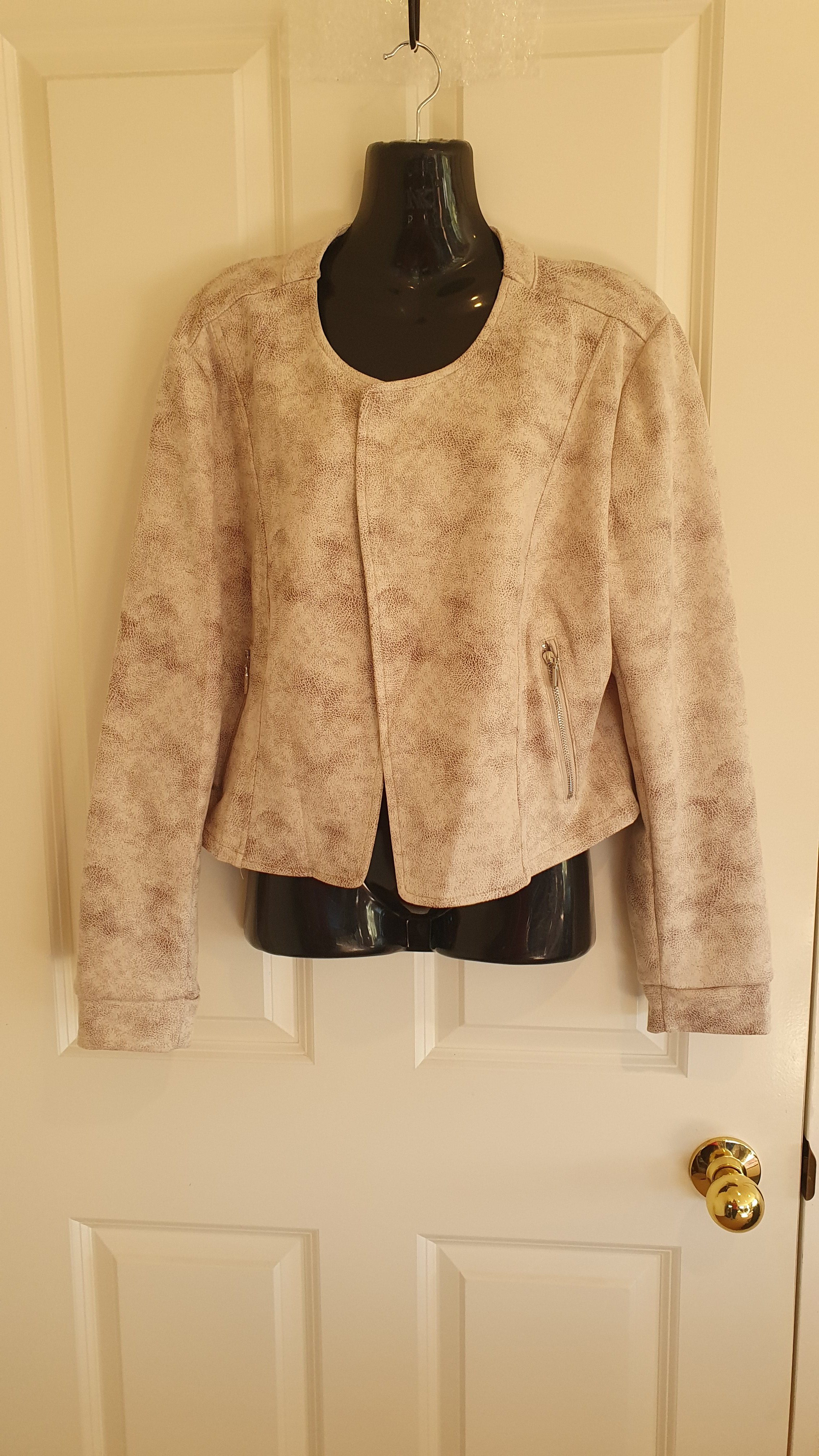 Merric Cream/ grey Open Front Jacket Size 12 BNWT