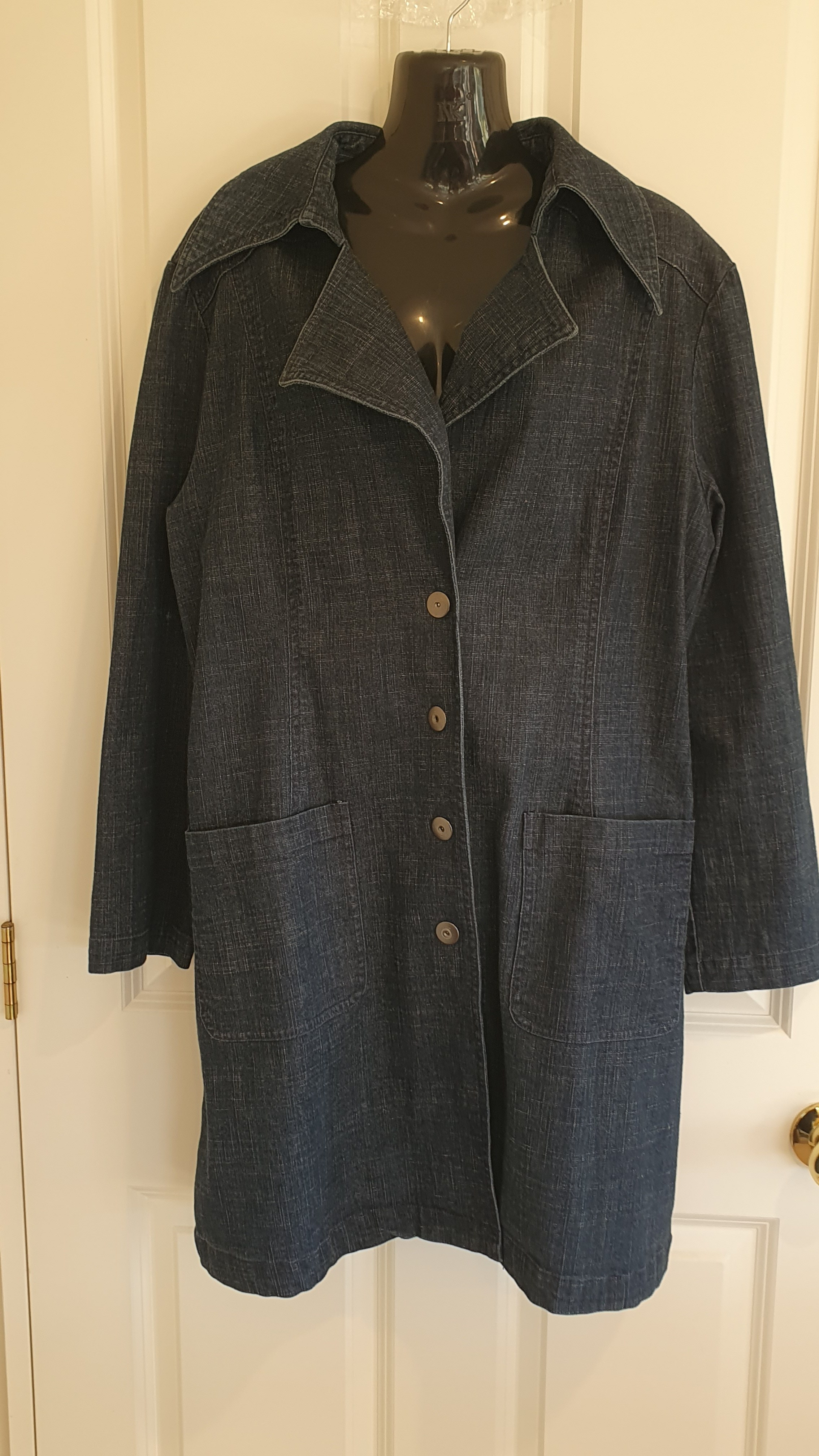 Jeans Jones Denim Longline Jacket Coat Blue Size M