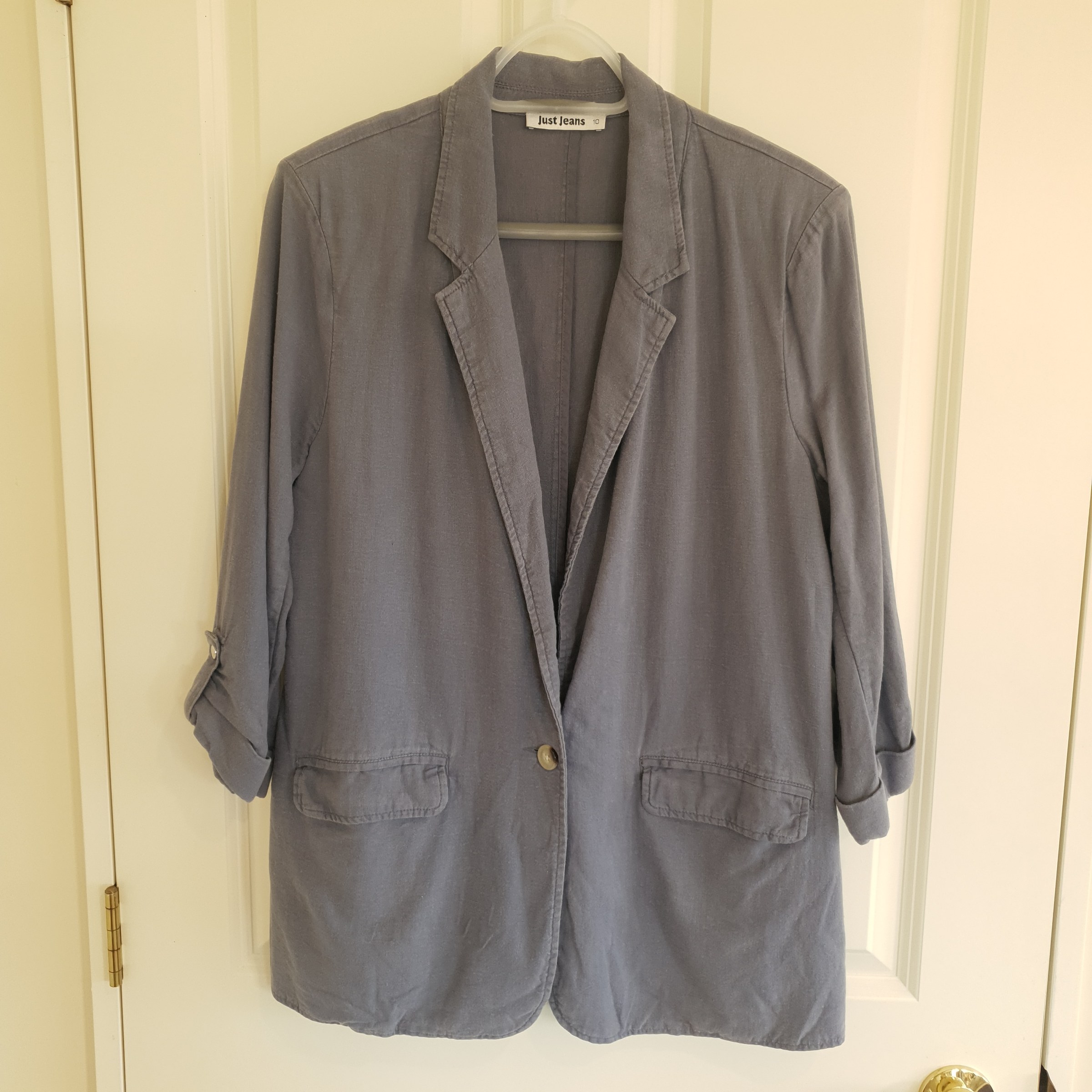 Just Jeans Relaxed Linen Blend Jacket Grey Size 10