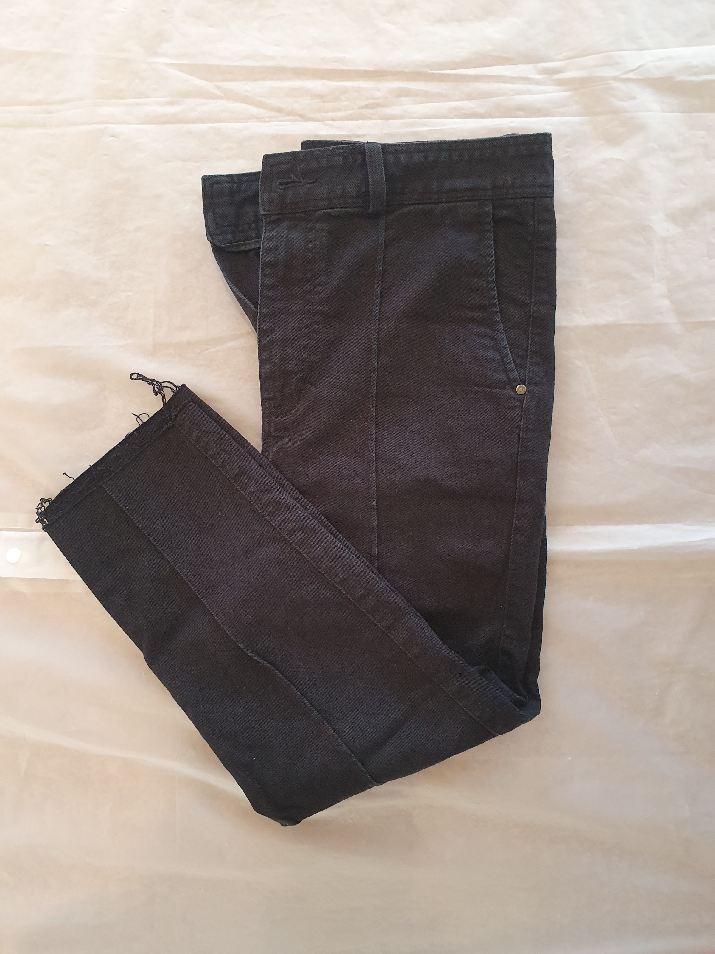 I Love Ugly Ralph Pant Black Cropped Slim Tapered Trousers Size M NZ Designer