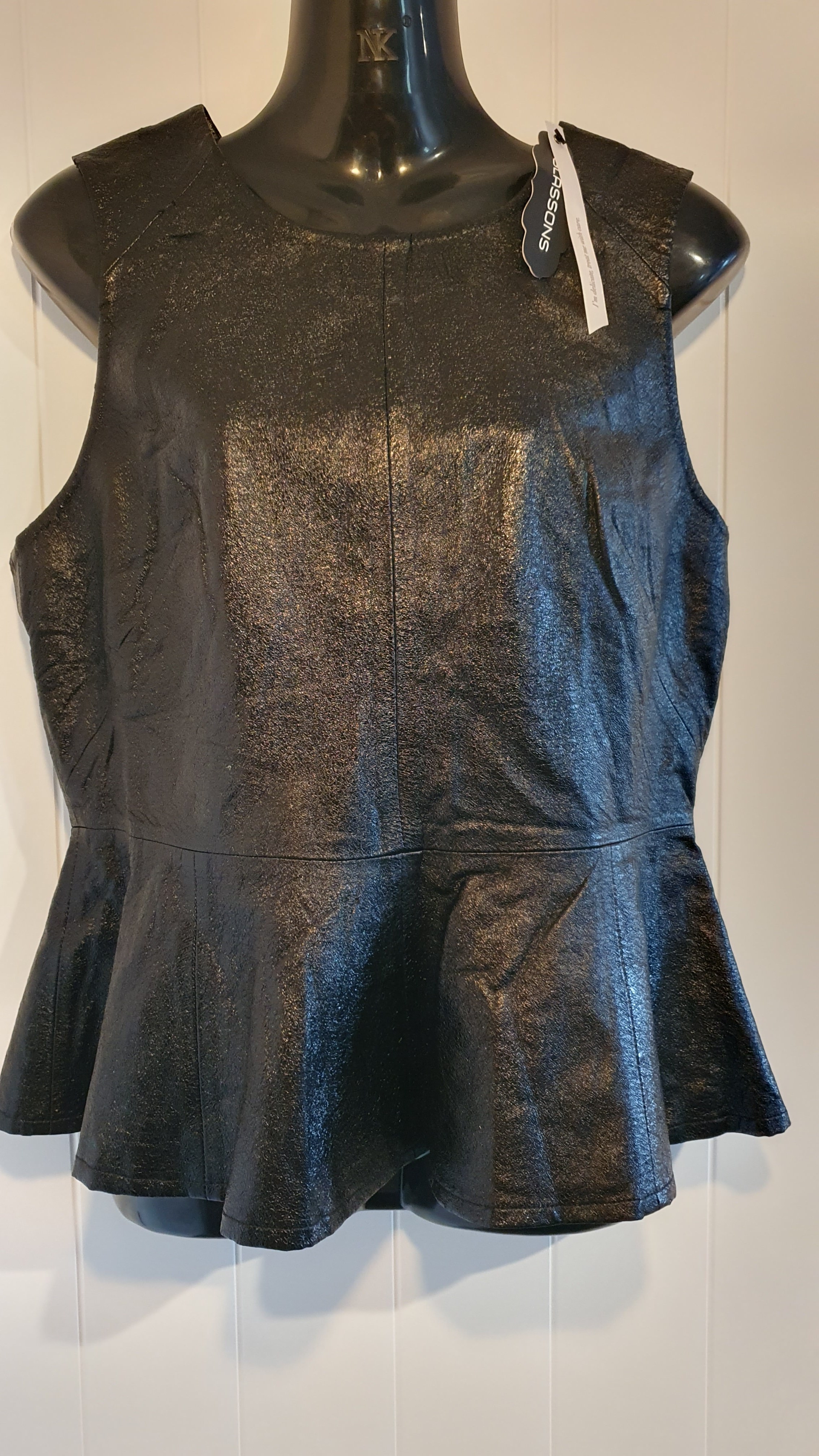 Glassons Top Black Shimmer Size 12 As NWT