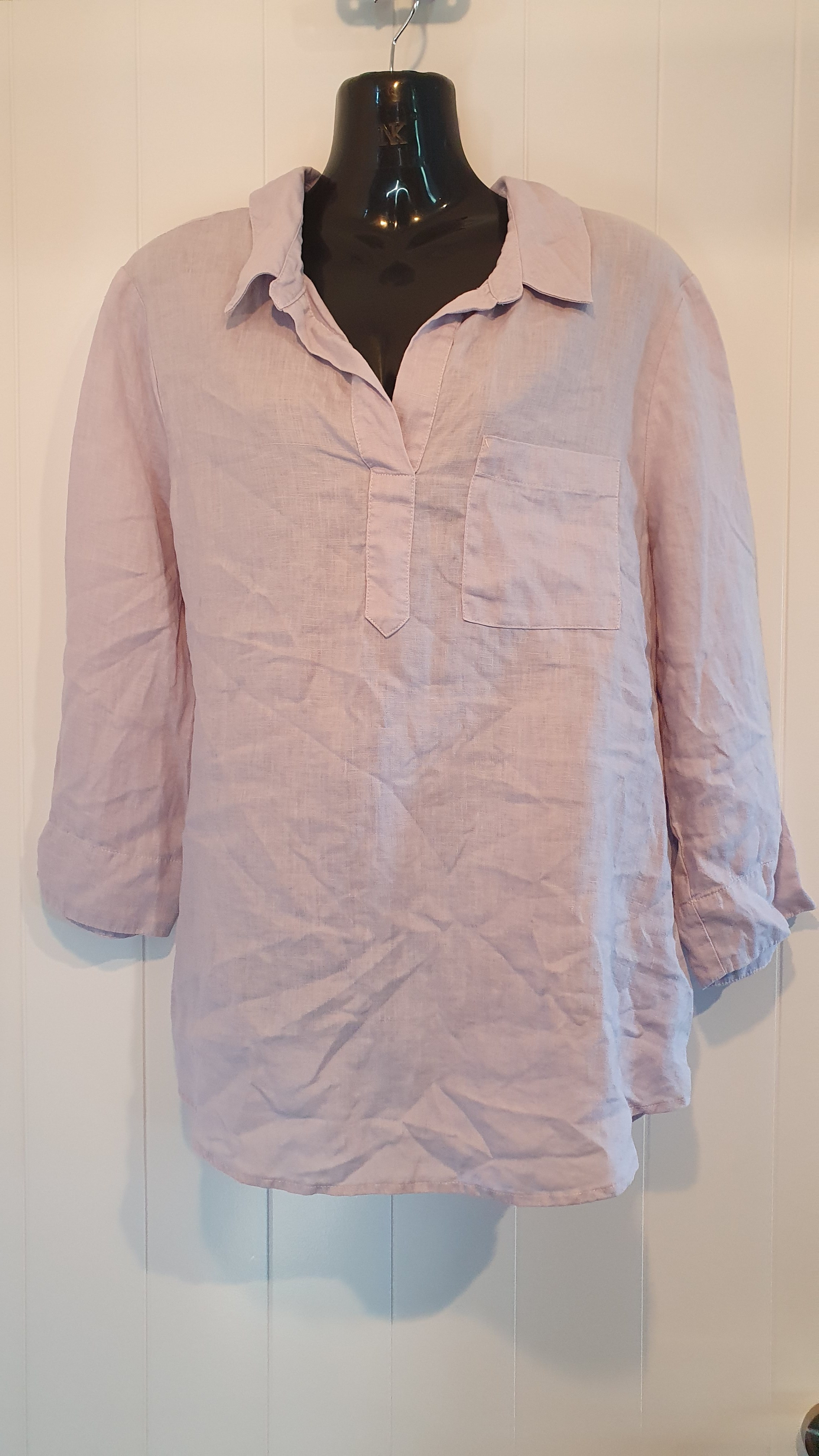 Jacqui E Linen Blouse Lilac Size 14