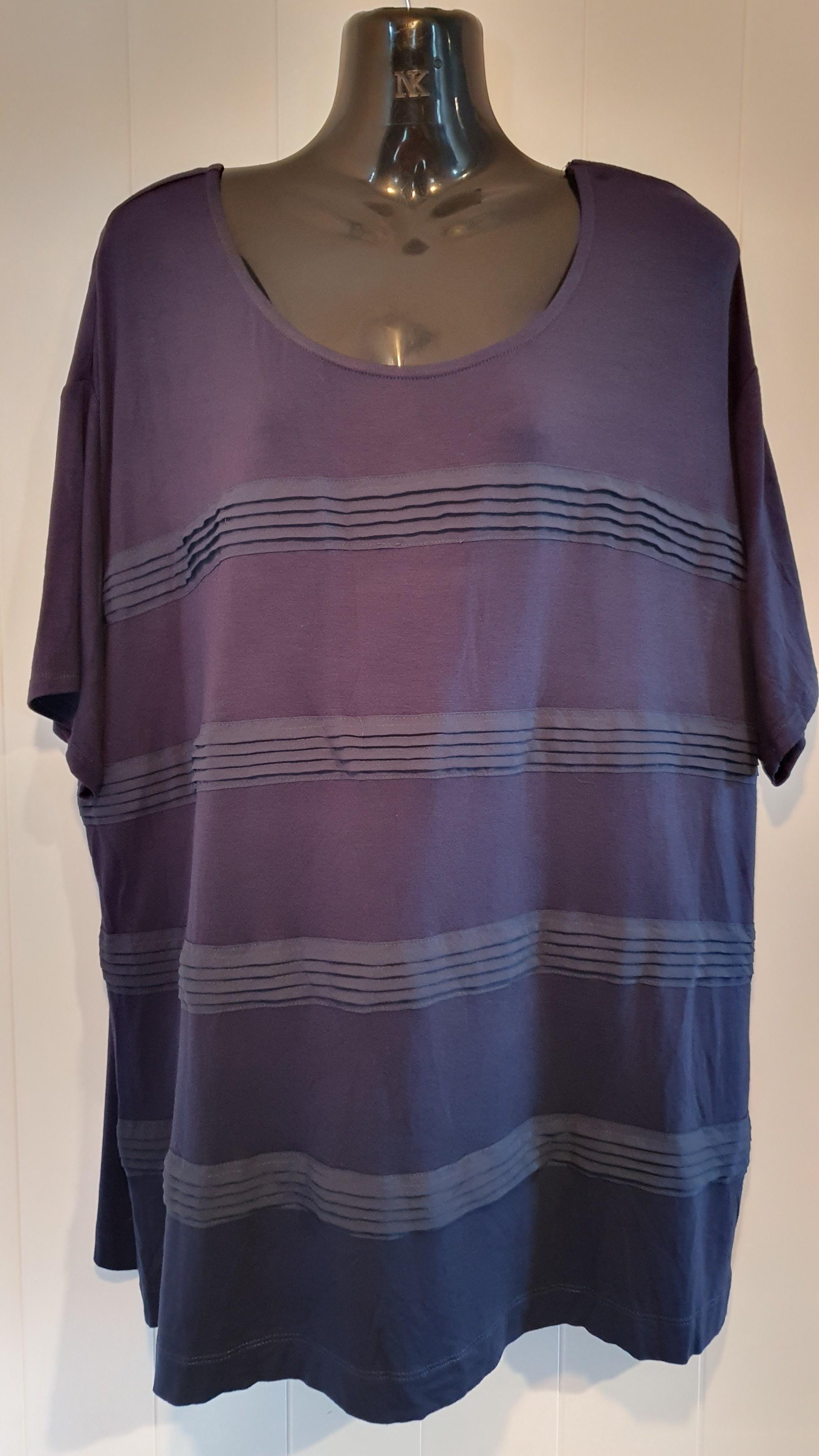 Ellen Autridge Short Sleeve Top Purple Stripe Size XXL