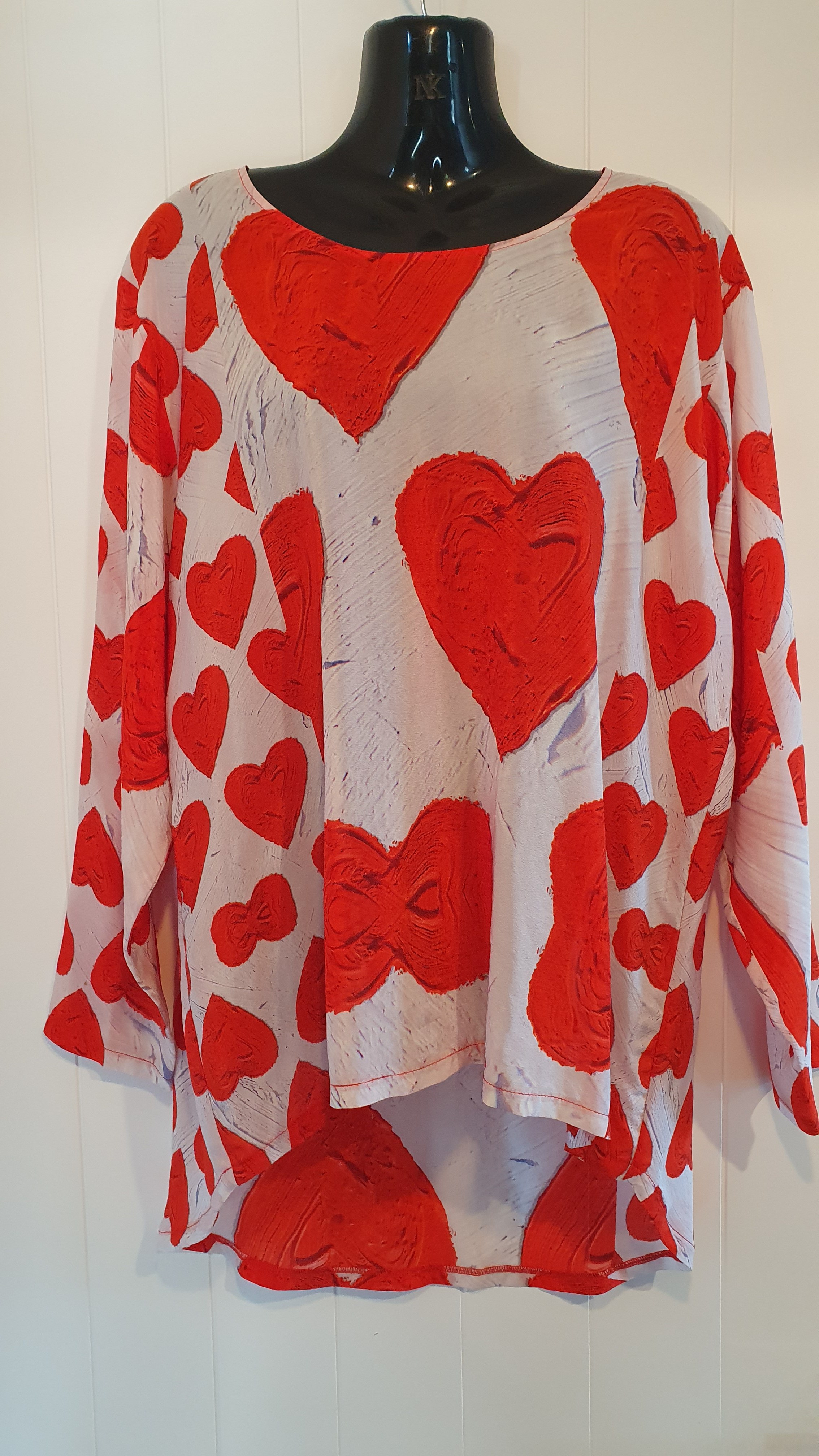 David Pond Silk Heart Print Top NZ Made Size 12