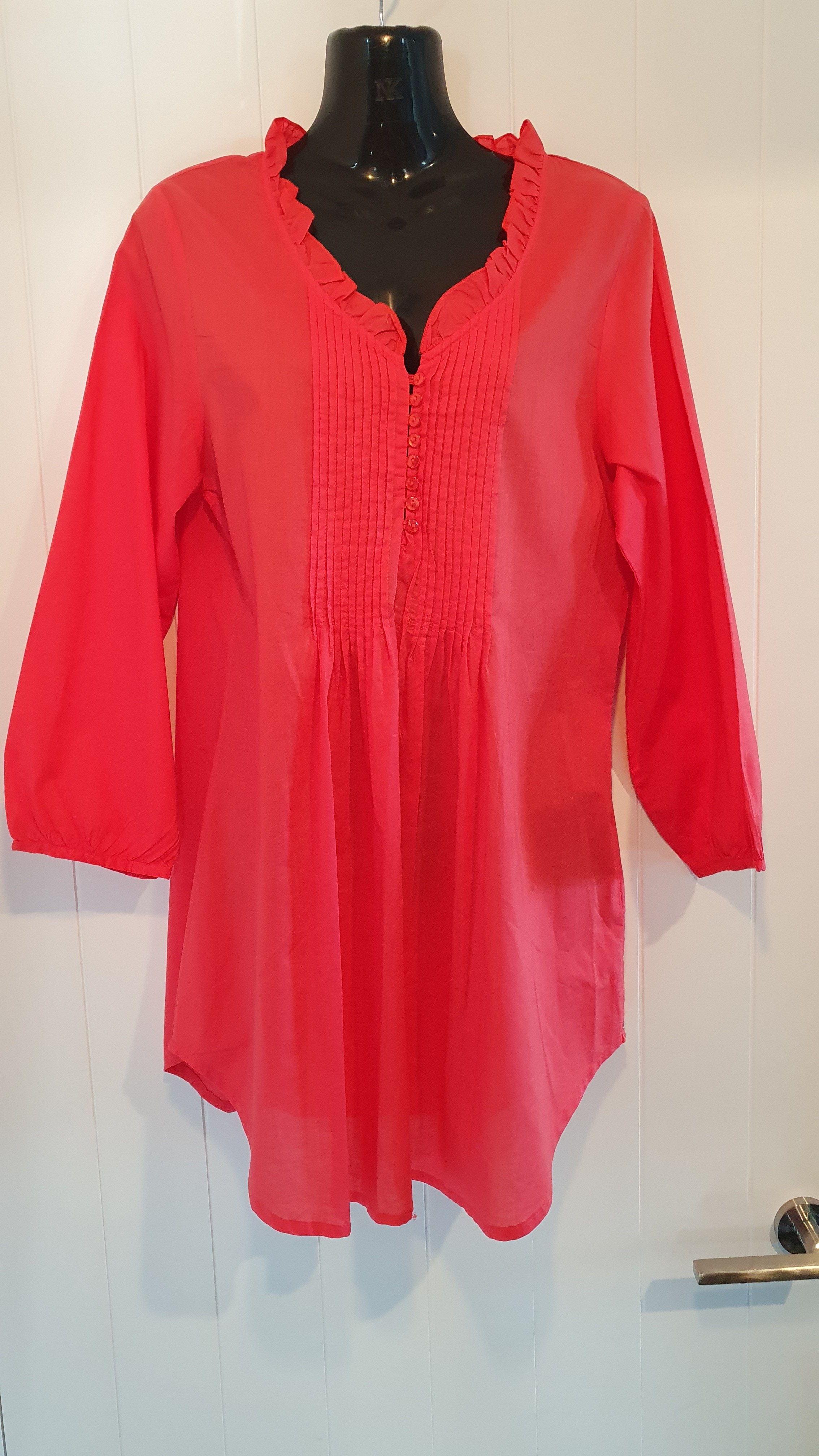 Code Ruffle Pintuck Shirt Coral Size 10