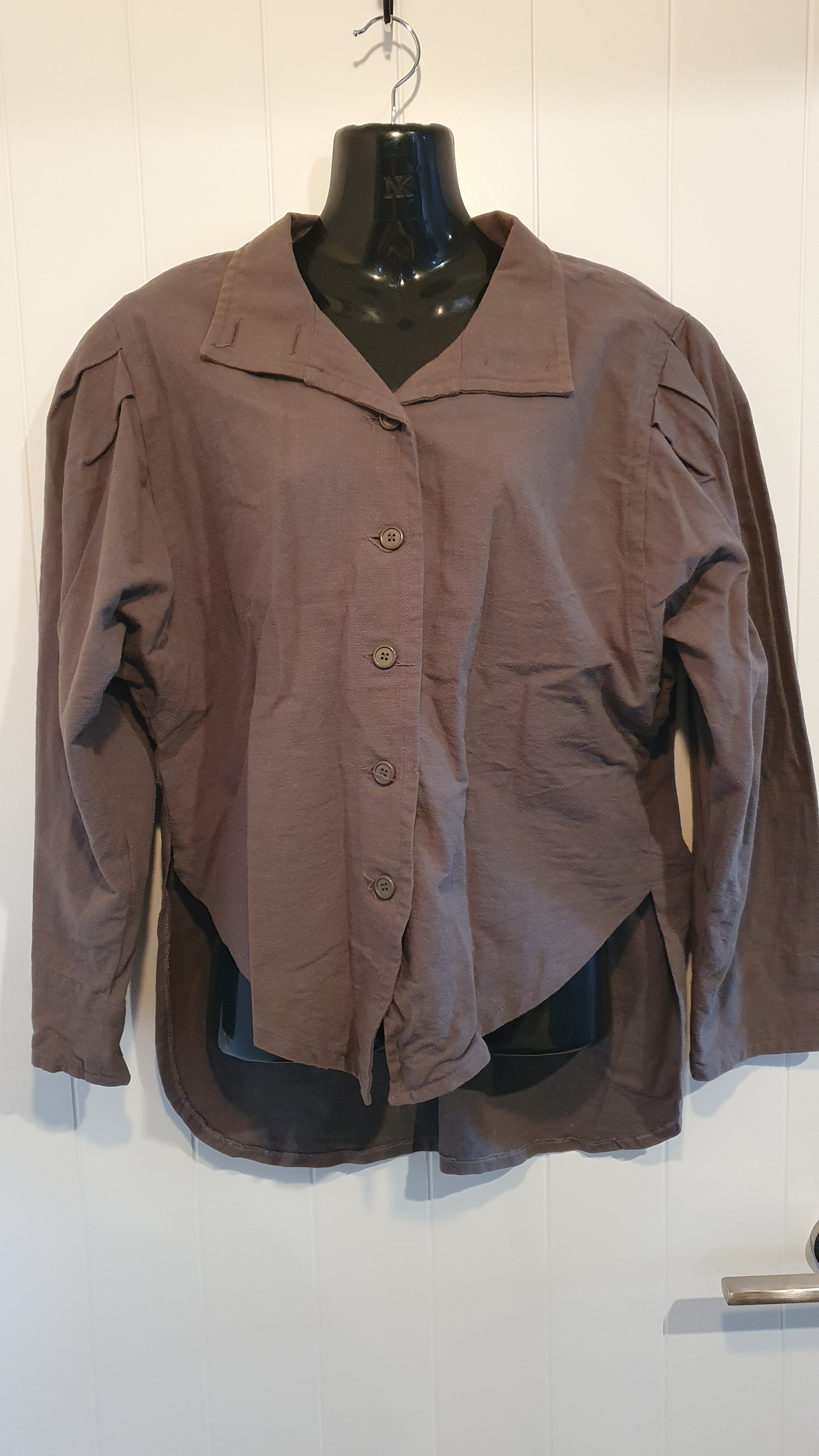 Vintage Barbara Lee NZ Designer Shirt Grey/ Brown