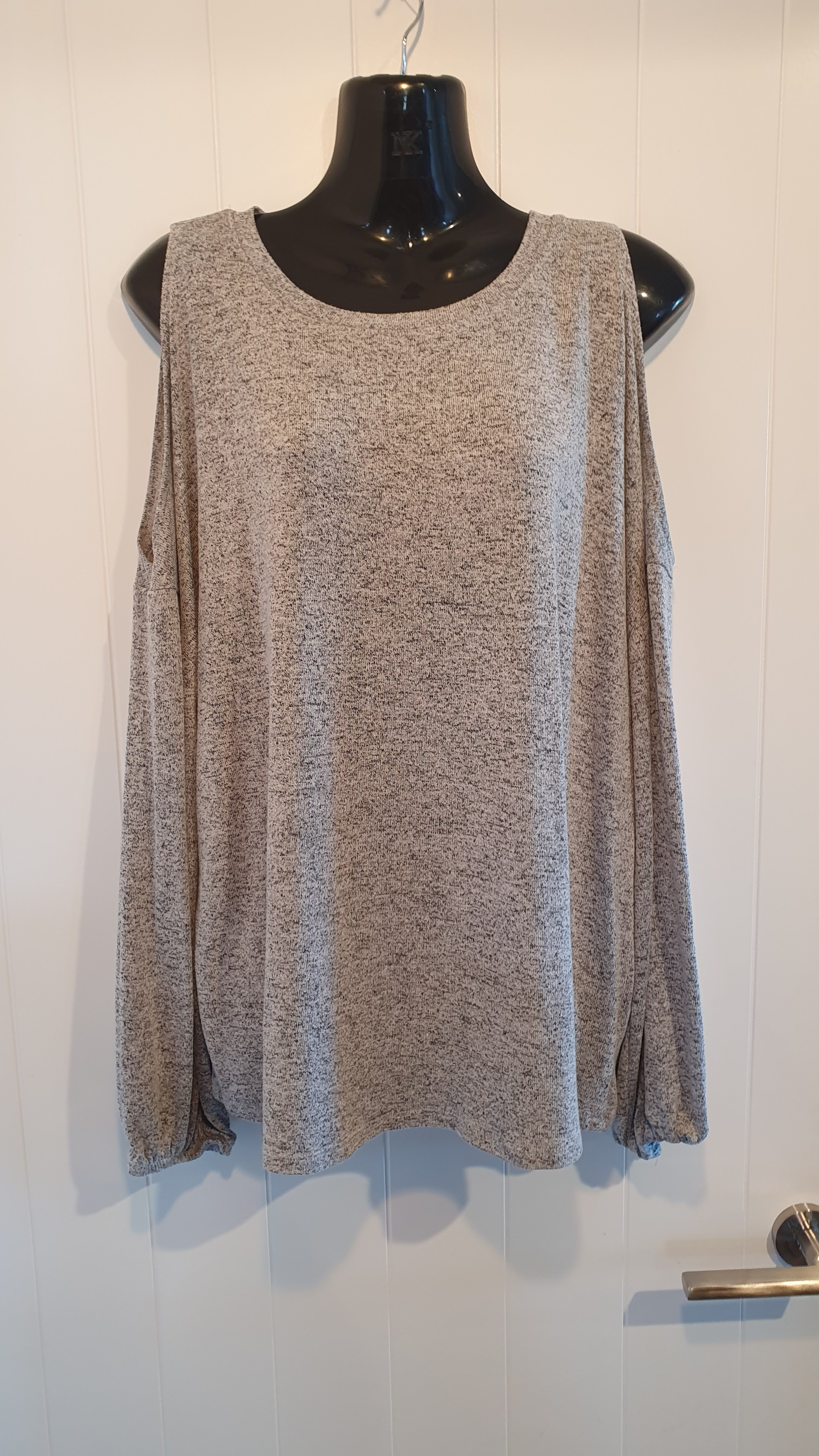 Sass Knit Top Grey Marle Size 12 Cold Shoulder Long Sleeve