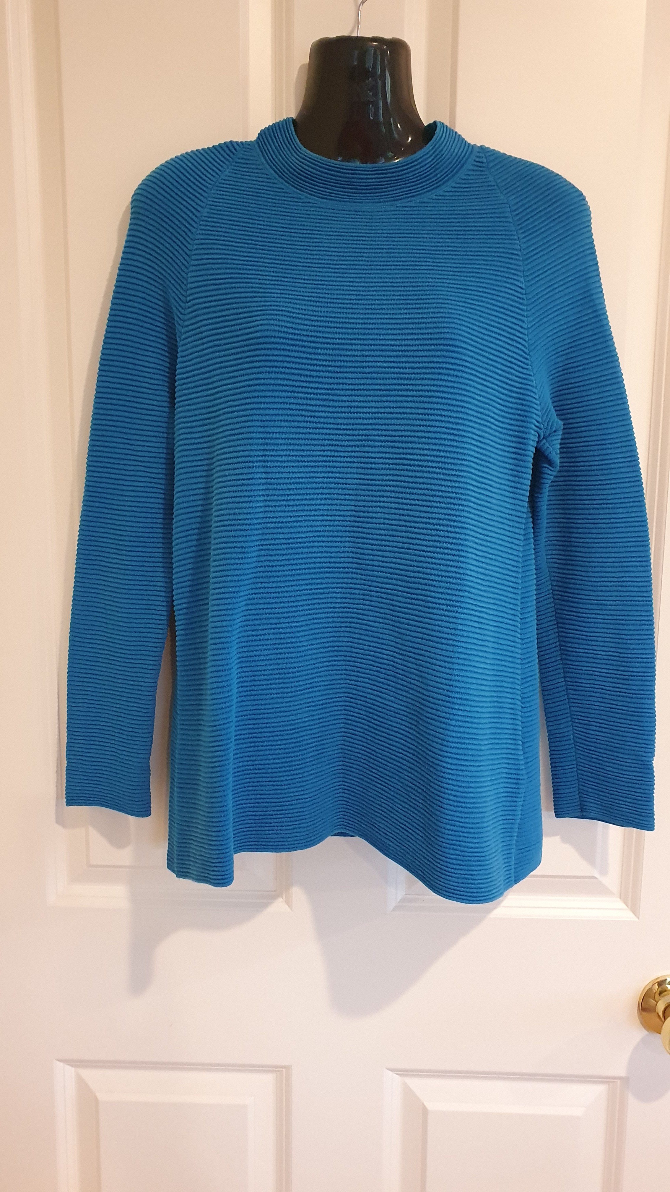 COS Ribbed Cotton Knit Blue Top Size M