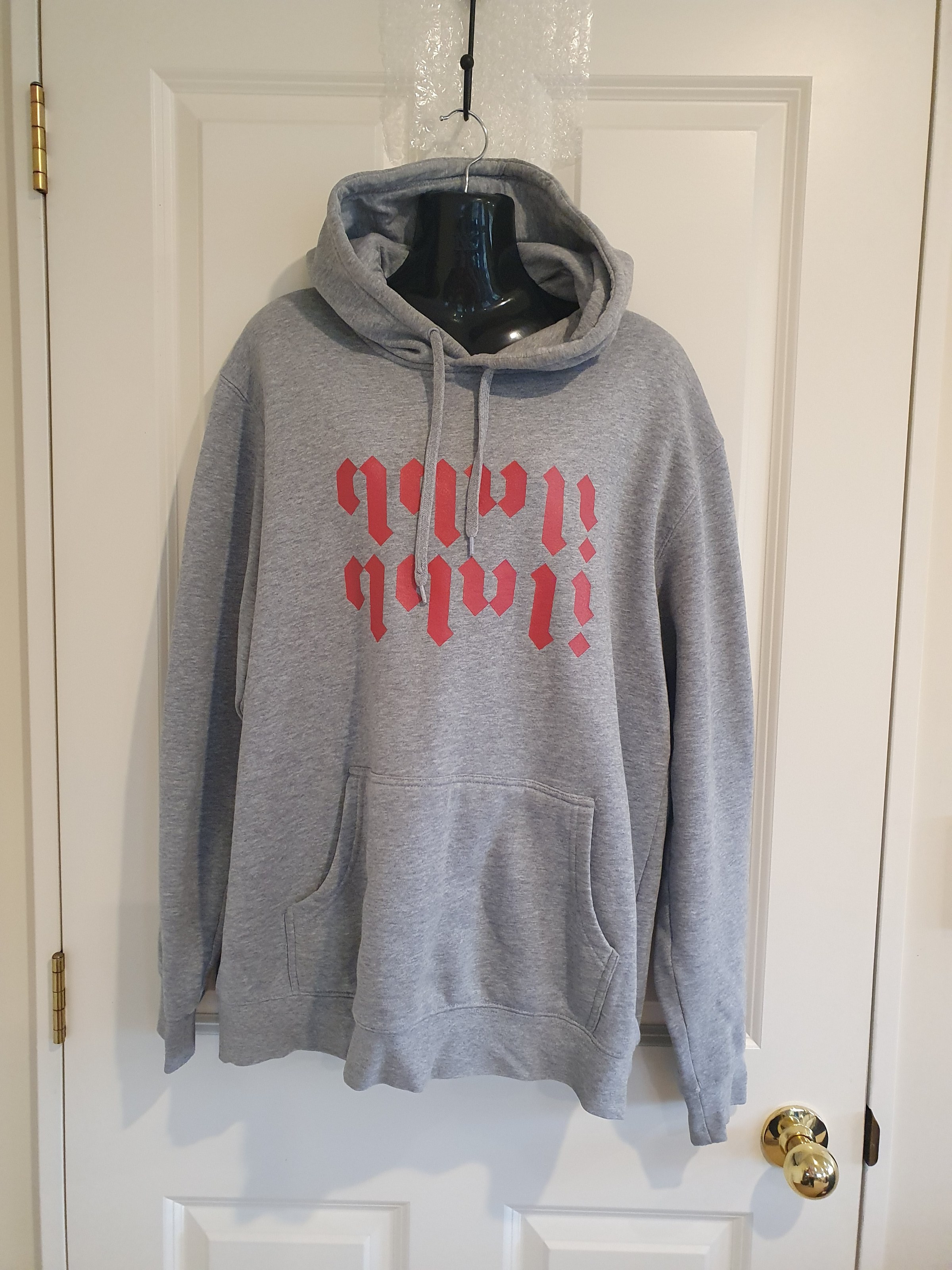 ilabb Grey Logo Hoodie Men's Size M Red Print Streetwear
