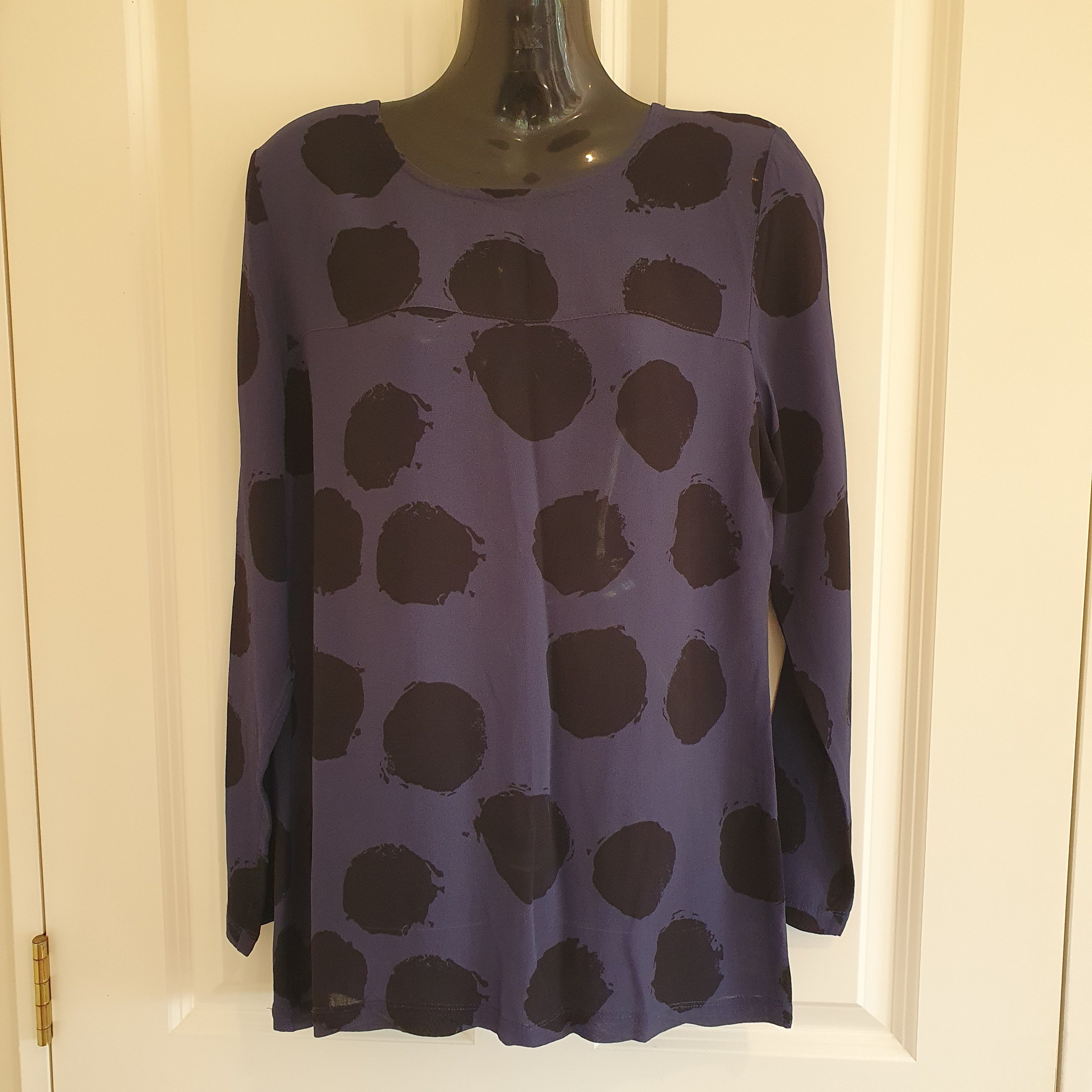 To-A-T Navy Spot Print Long Sleeve Top Size 12