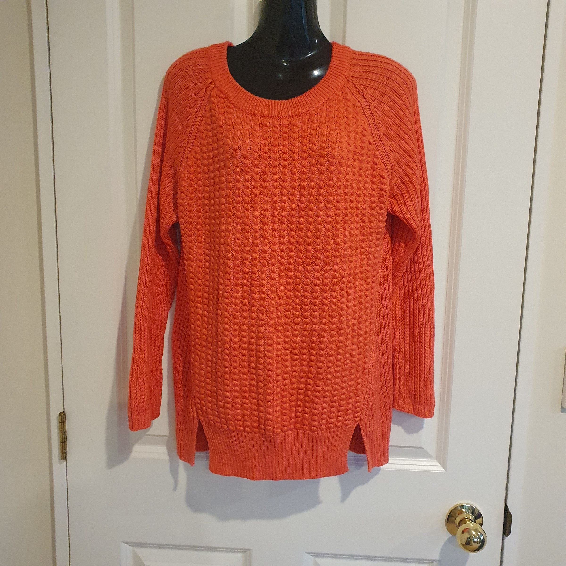 Glassons Orange Cable Knit Jumper Wool Blend Crew Neck Size M