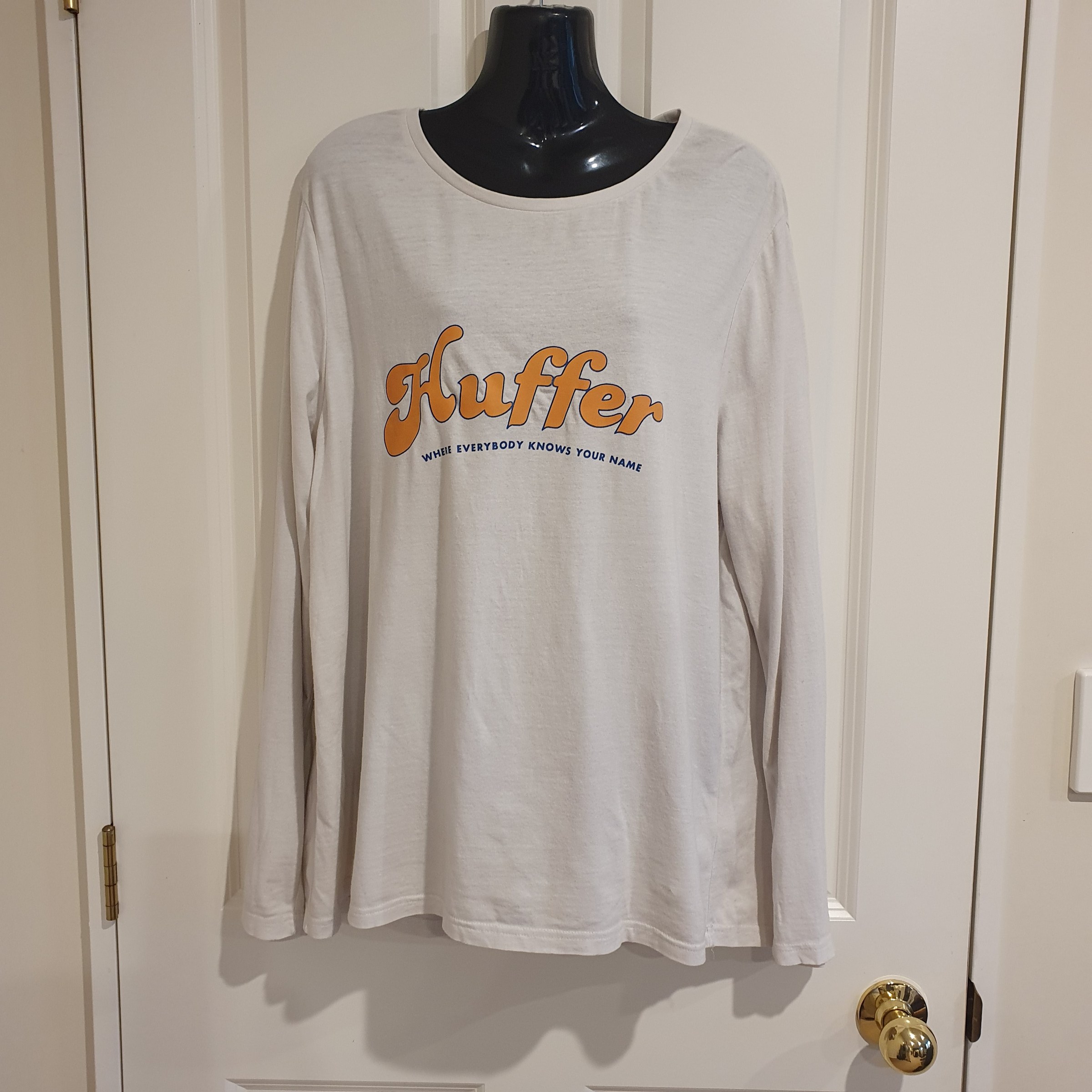 Title: Huffer White Long Sleeve Logo Tee Size 10 Cotton Stretch Casual Top
