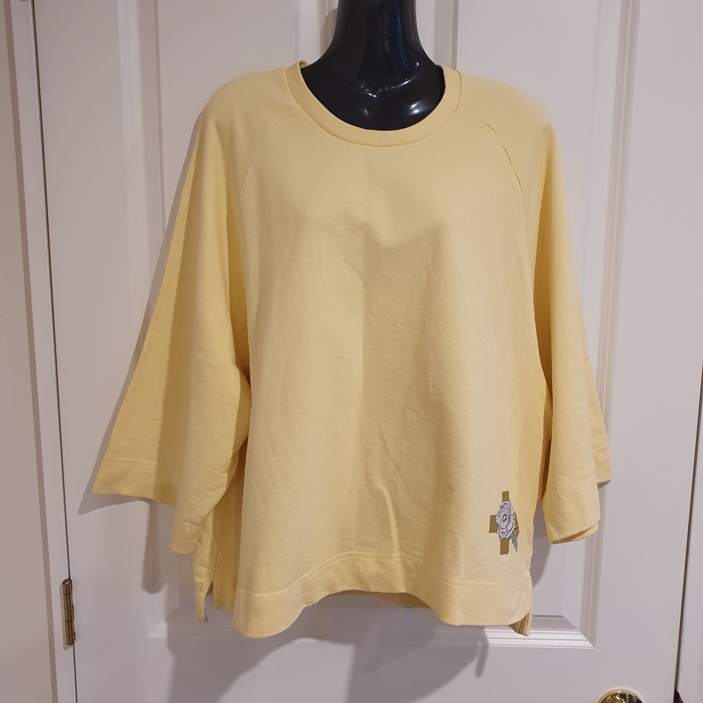Stella + Gemma Melba 3/4 Sleeve Sweatshirt Size 14 Yellow Cotton Oversized Jumper