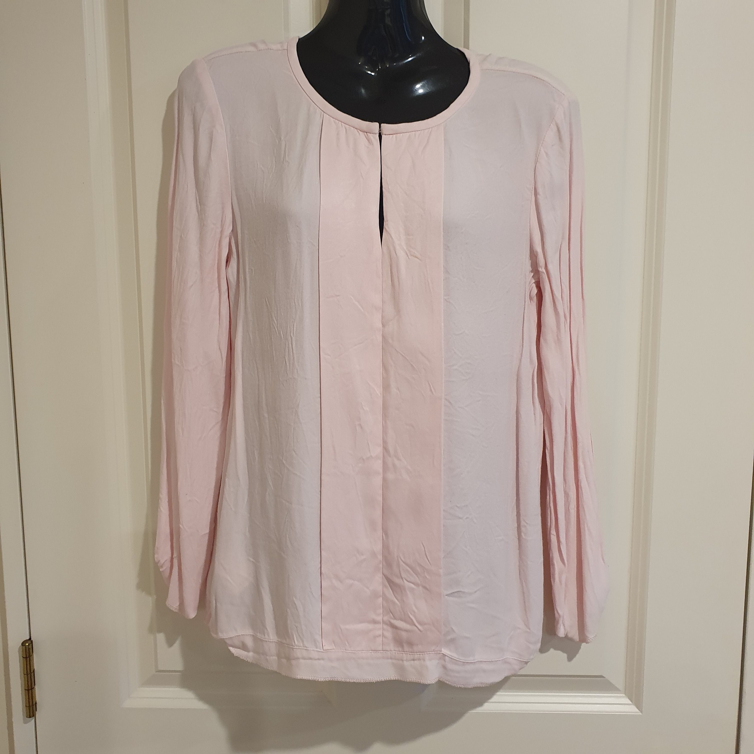 Trenery Pink Long Sleeve Viscose Blend Top XXS Soft Blush Lightweight