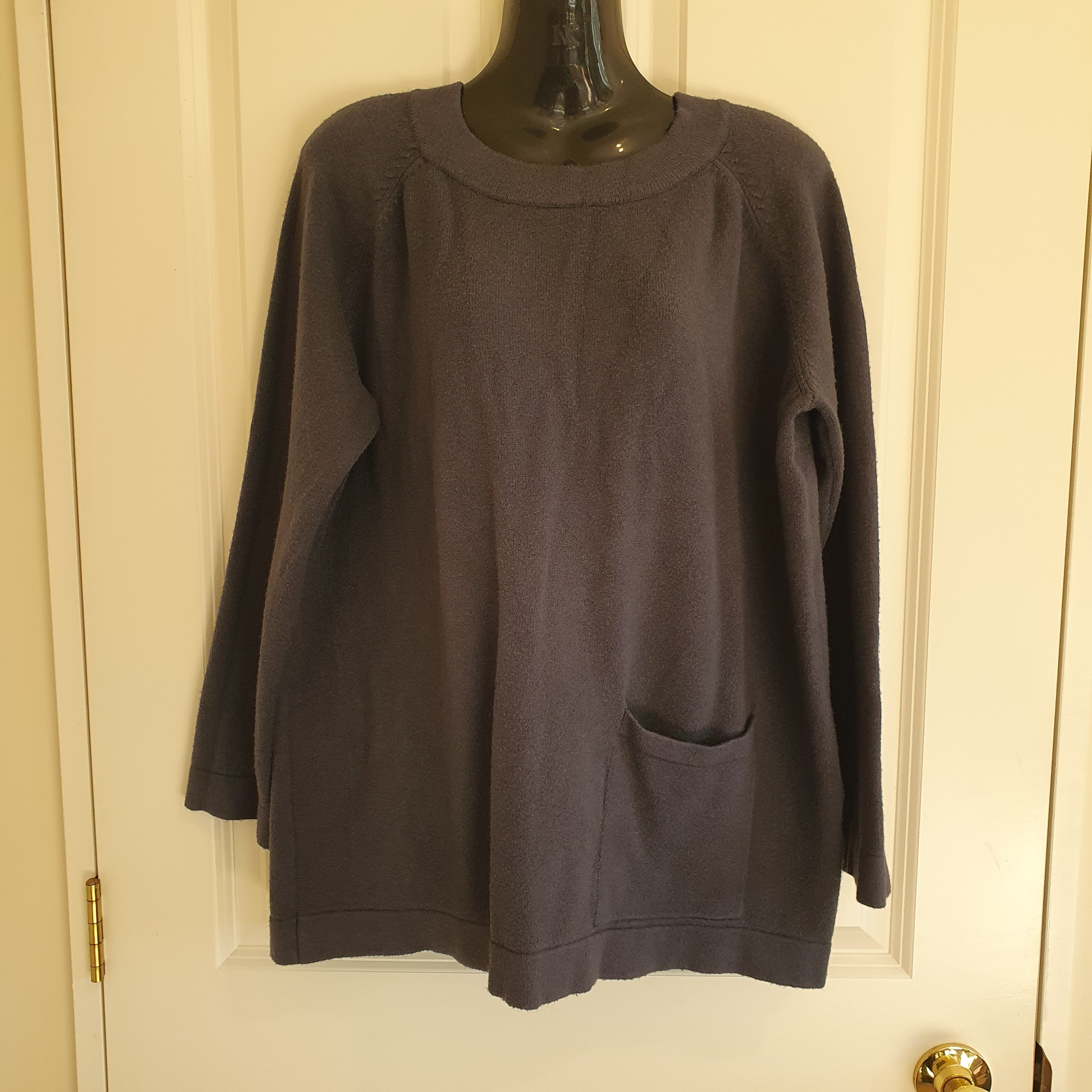 Eb & Ive Super Soft Knit Pocket Top Grey S/M Relaxed Fit