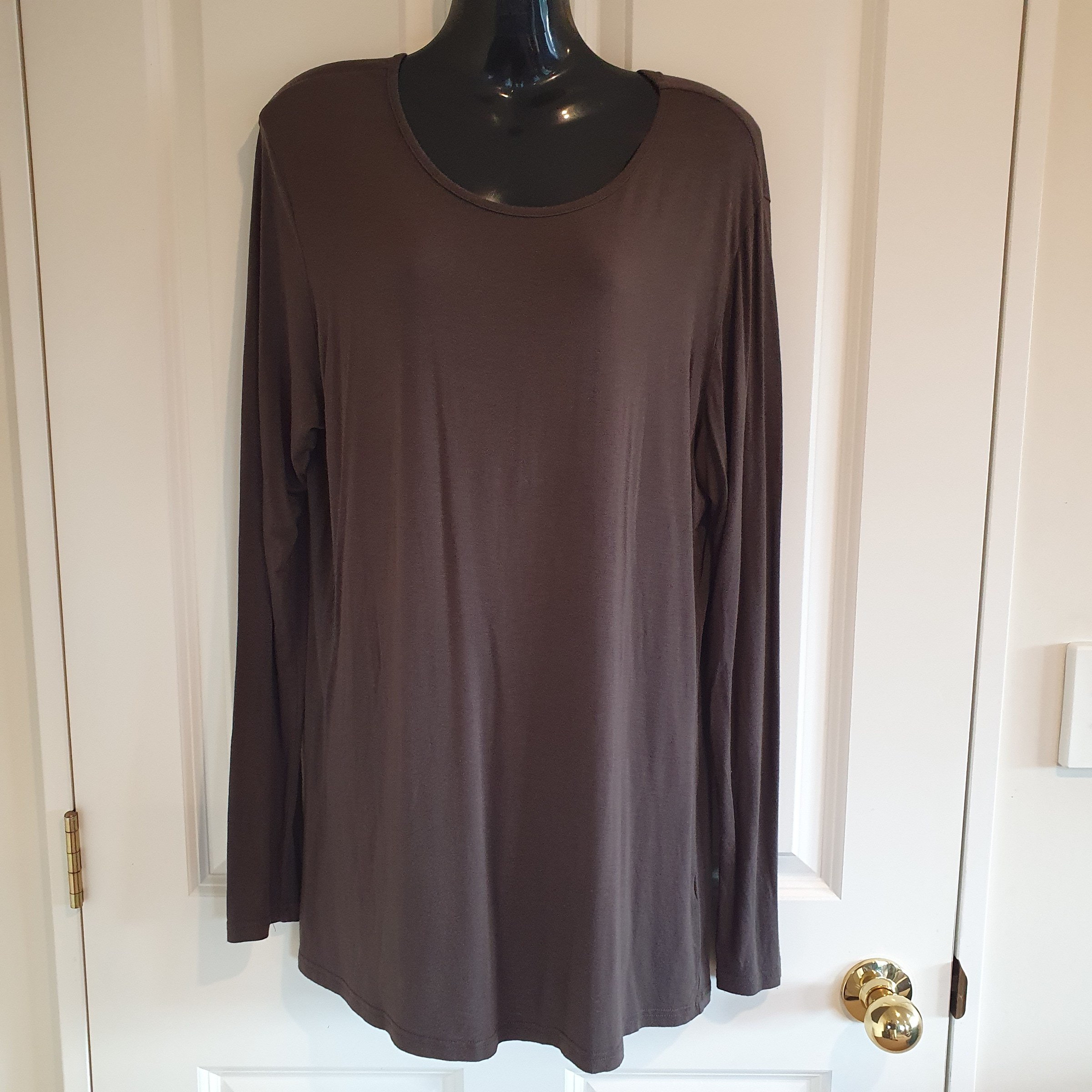 Two by Two Olive Green Long Sleeve Top Size L NZ 16- NZ Designer