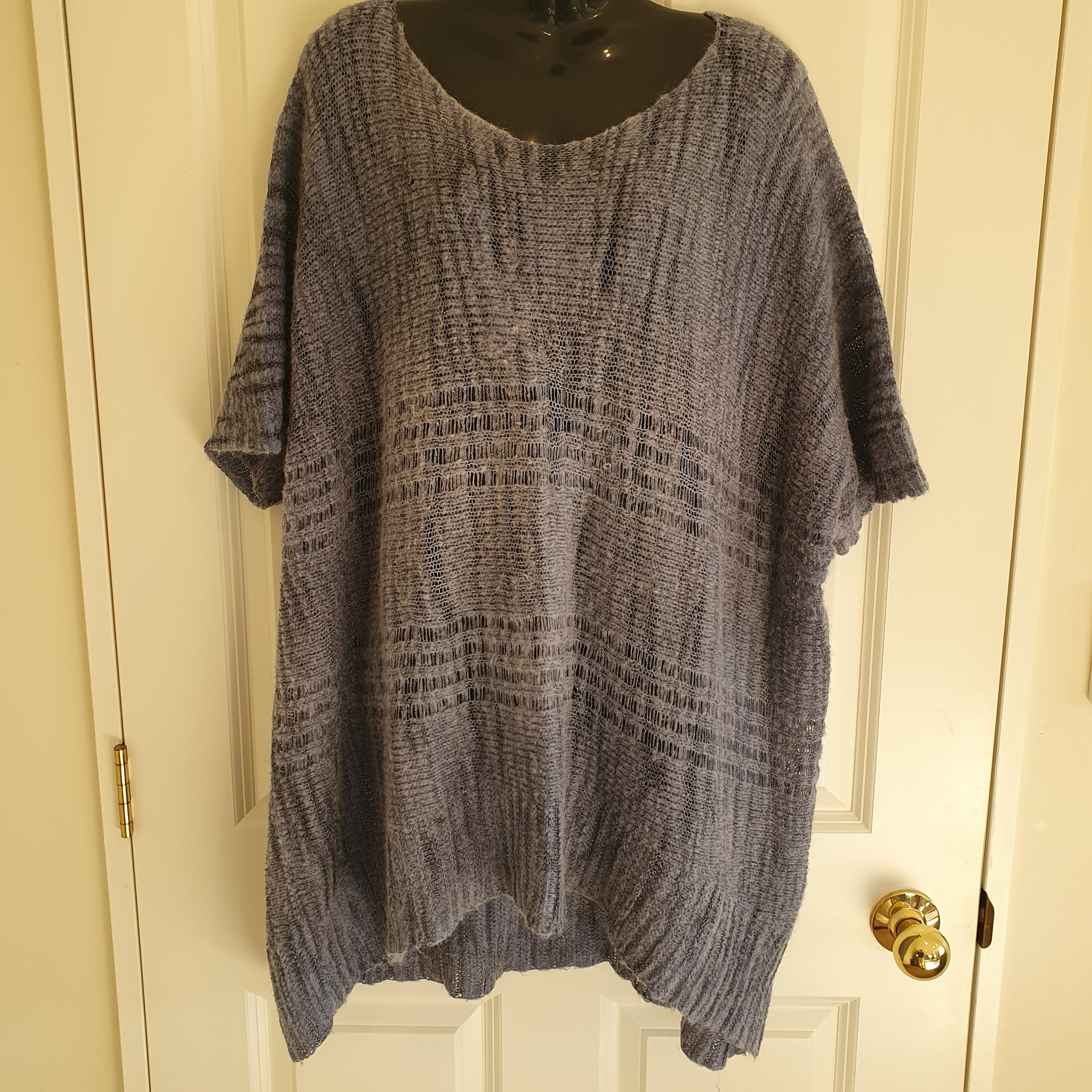 Carina Ricci Made in Italy Kid Mohair Blend Oversized Knit Top XL Grey