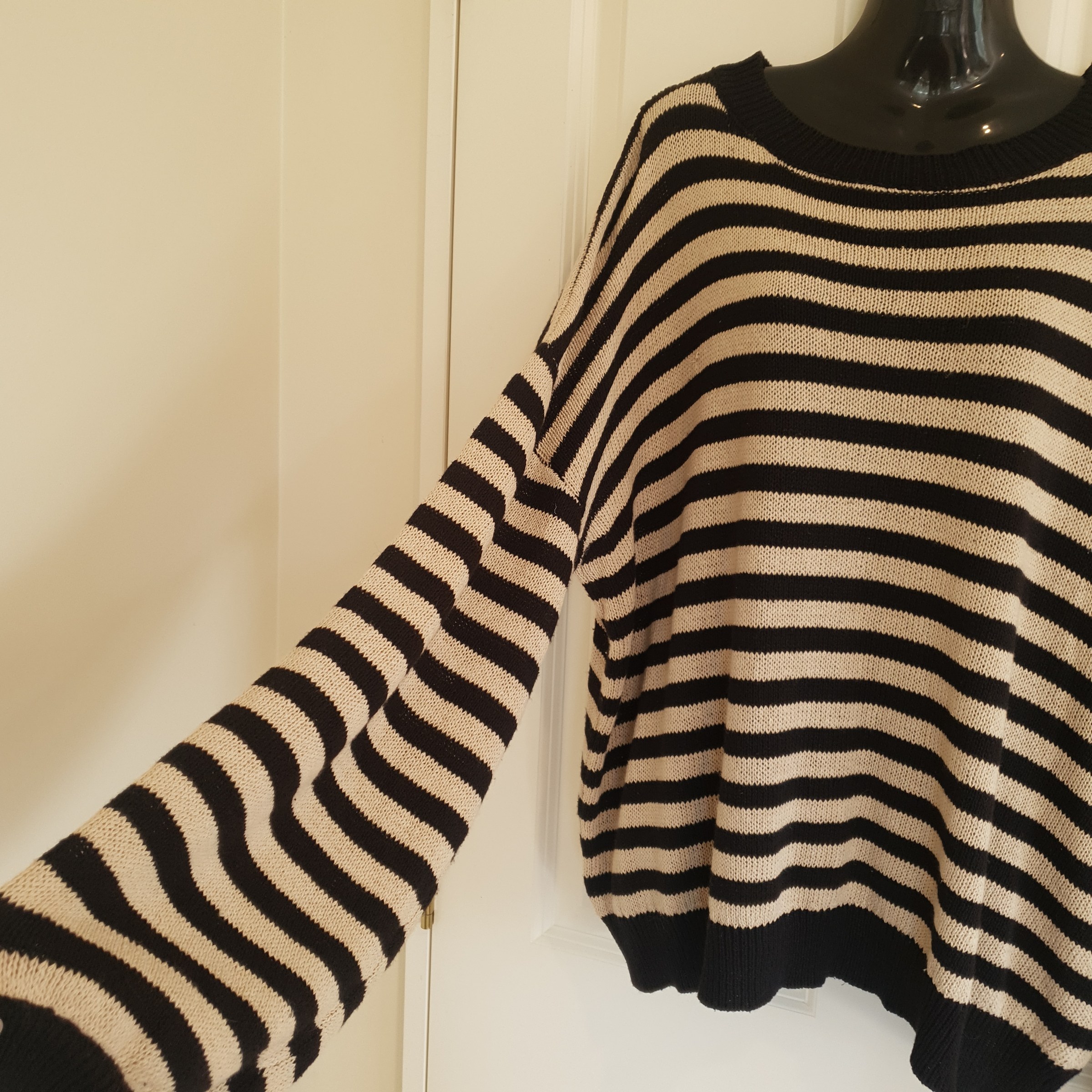 Humidity XL / 16 Linen Cotton Boxy Striped Knit Jumper Oversized