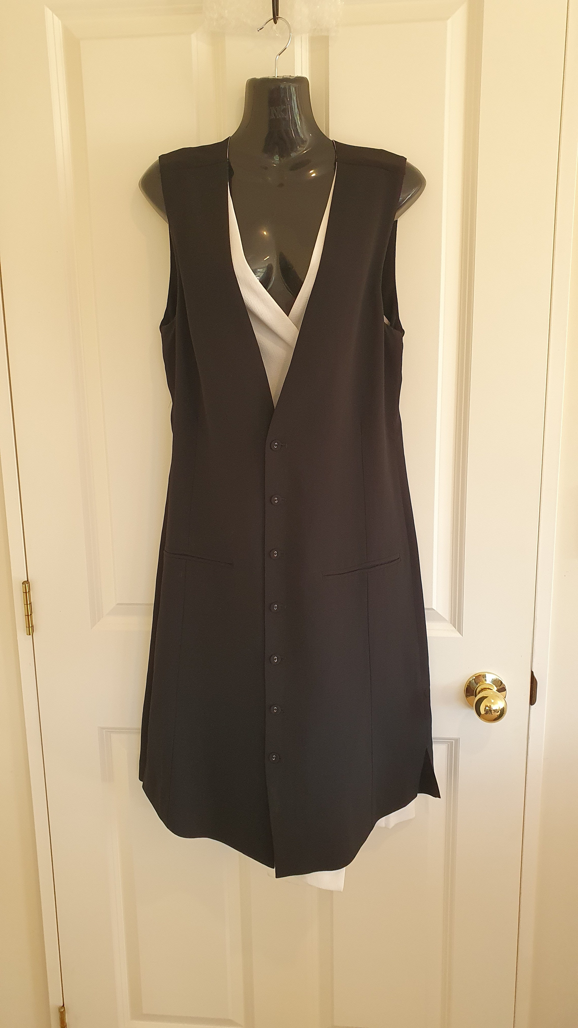Blacklist Layered Vest Dress Black White Size 12 Sleeveless Longline