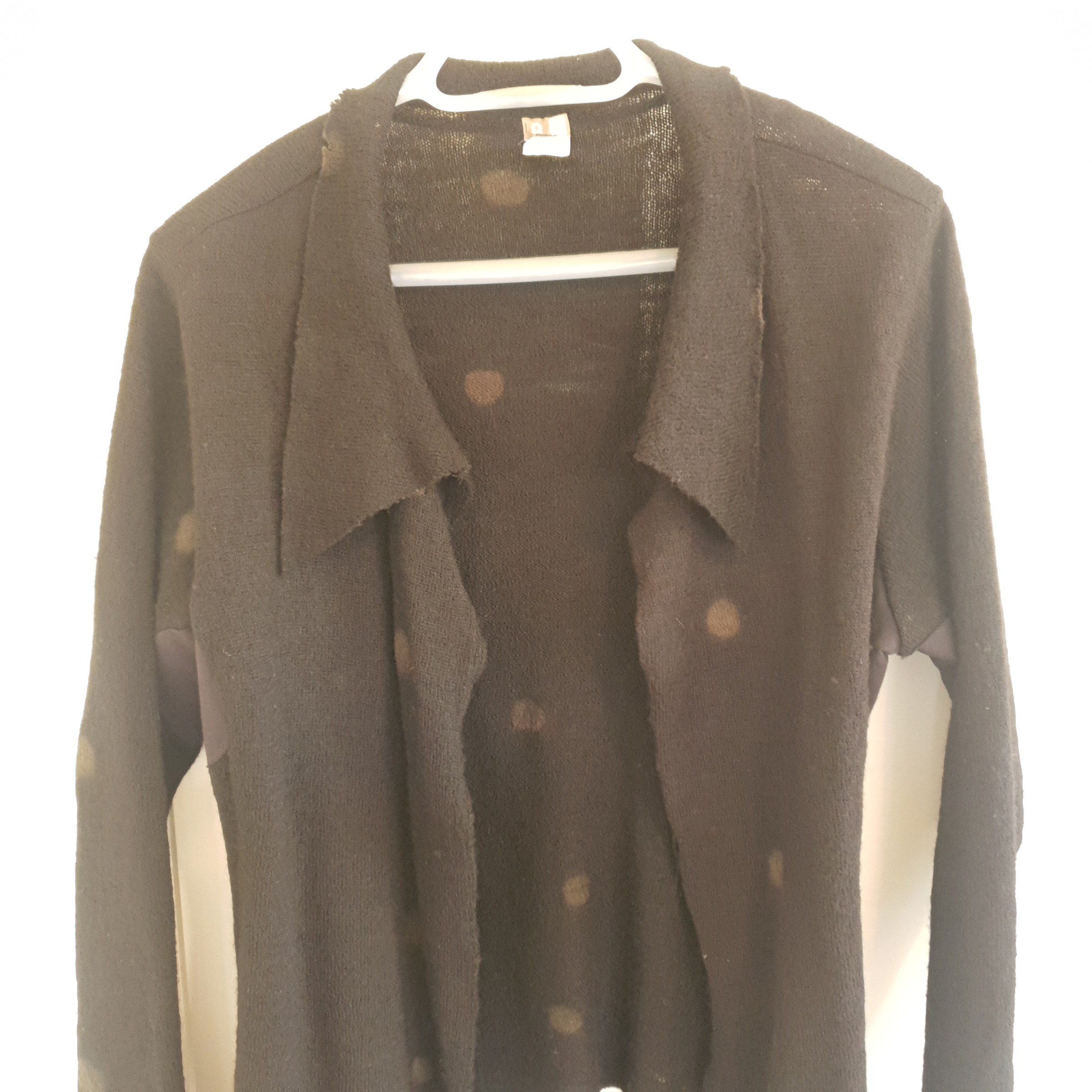 Omega Australian Made Wool Cardigan Size 1 ( 8-10) – Black Green Spot