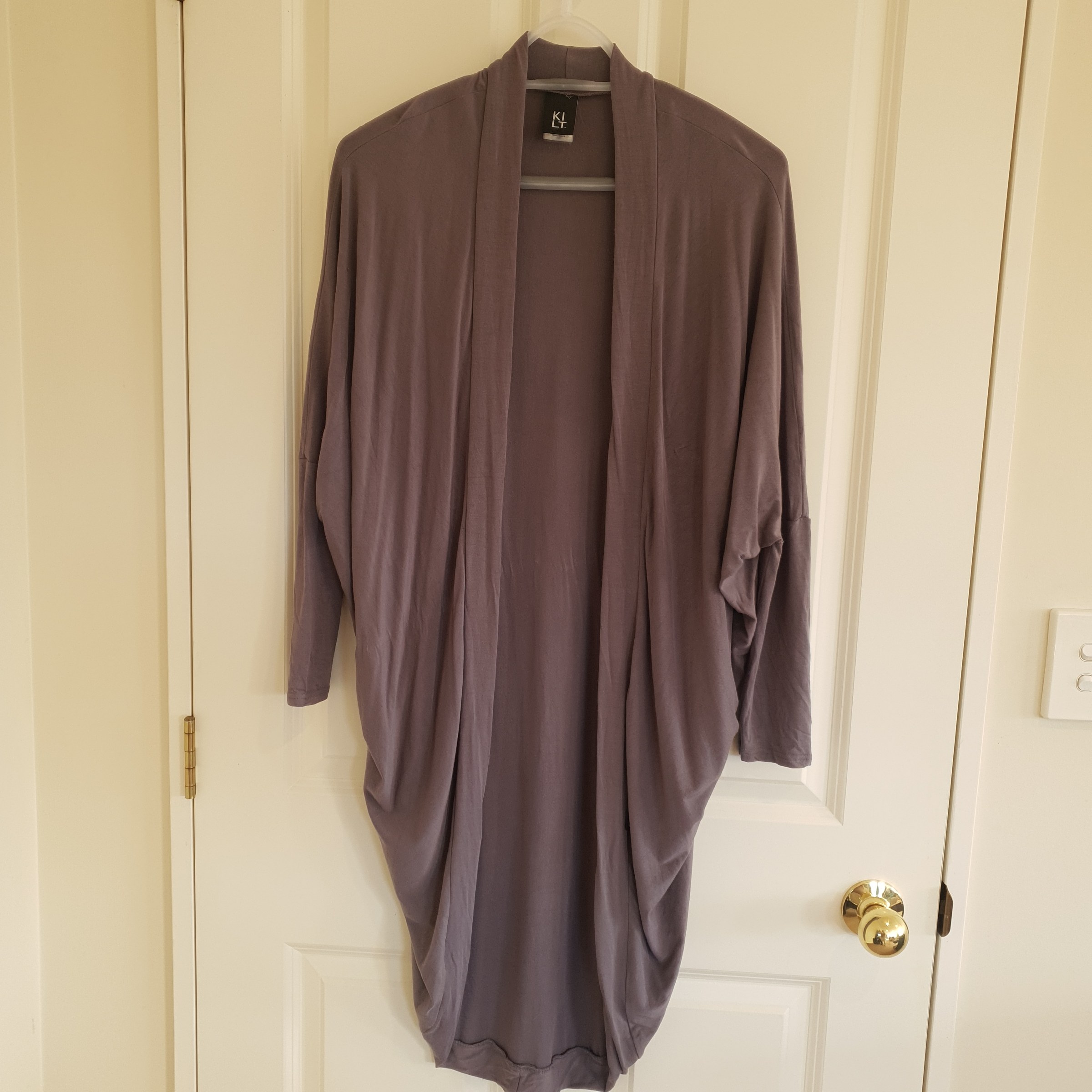KILT NZ Made Petite Oversized Longline Wrap Cardigan Grey